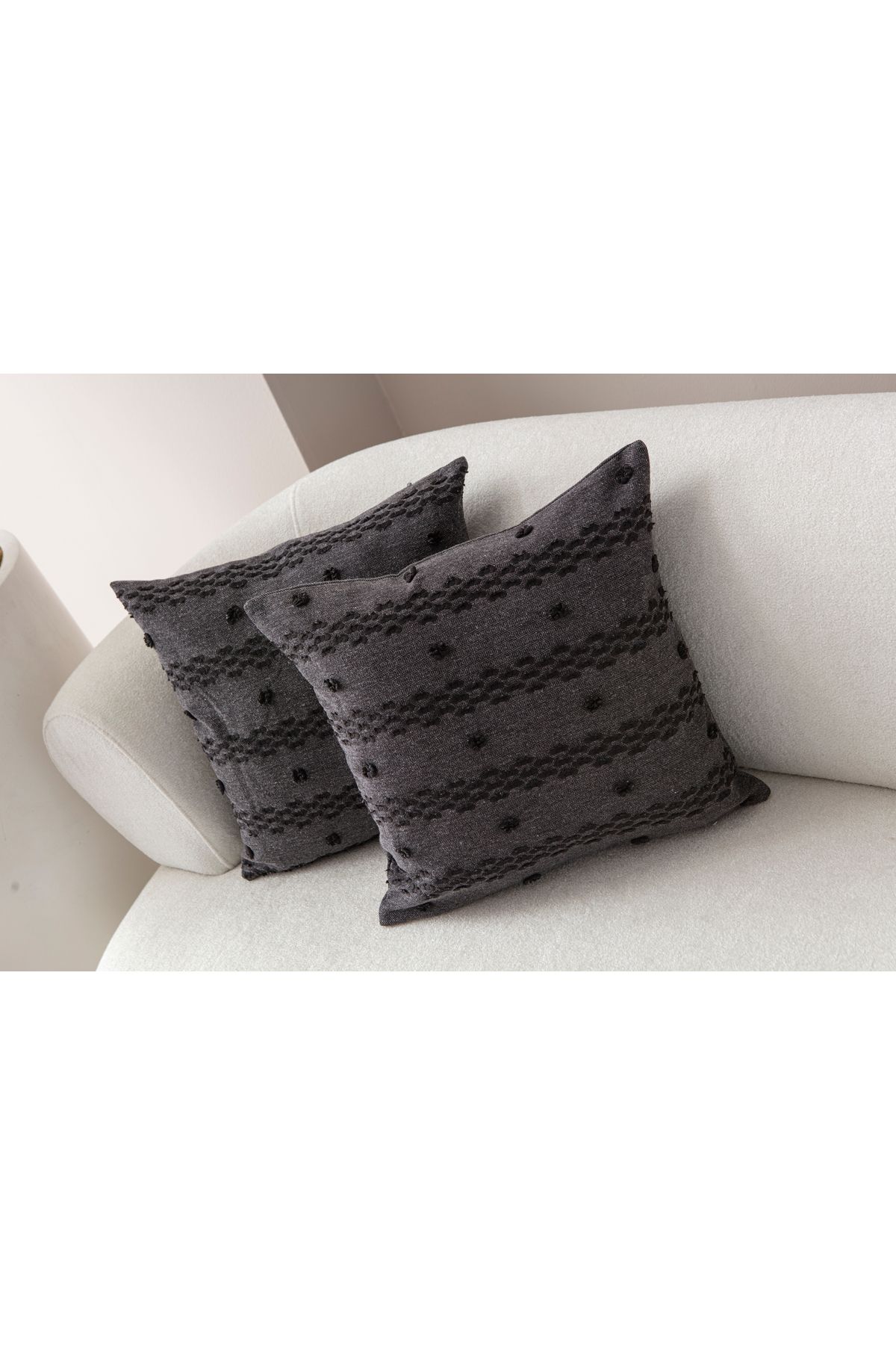 Ottoson-Black Linen Throw Pillow Cover - 43X43 Polka Dot Decorative 3