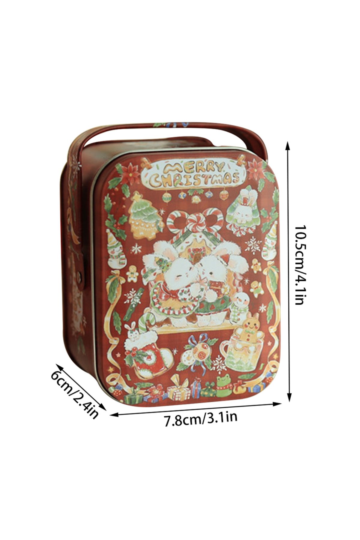 Choice-Metal Rabbits Candies Tin Box With Handle Portable Biscuits Storage Case Cartoon Pattern Candy Bo... 7