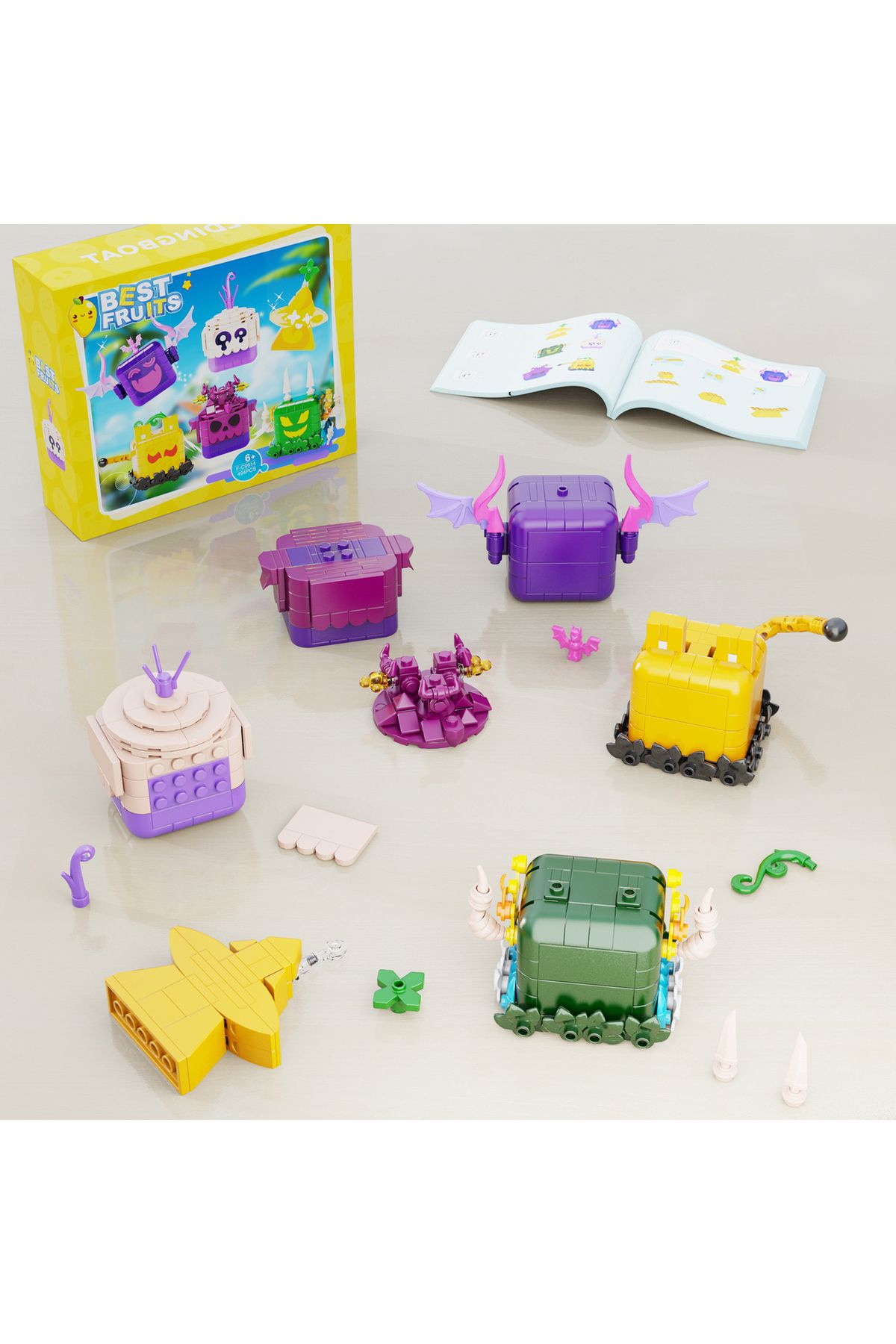 BuildMoc-6 in 1 Blox Fruits Figures Model Bricks Dragon Dough Venom Leopard Light Shadow Building Blocks G... 5
