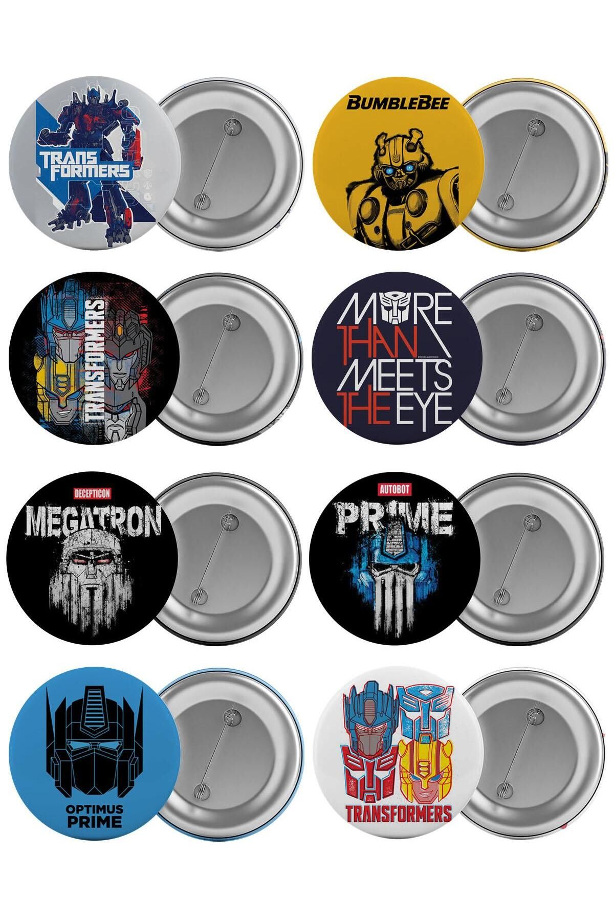 Saturn Set De Insigne Transformers Bag 8 Bucăți Cea Mai Mare Dimensiune 5,8 Cm Broșă Cu Ac Unisex - One Size