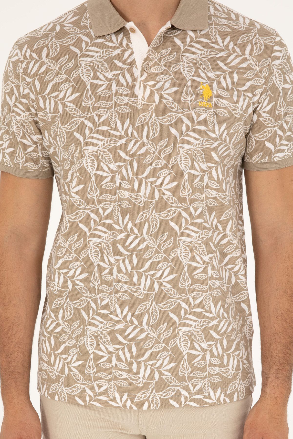 تی شرت یقه پولو سبز مردانه خاکی باز اورجینال U.S. Polo Assn.