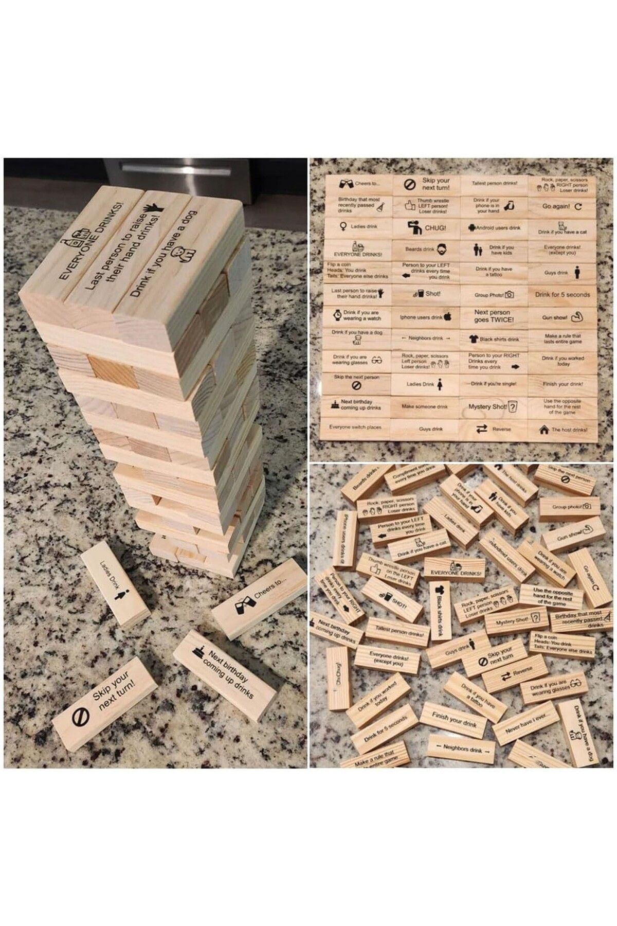 Choice-48 Pieces Questions Tumbling Tower Game, Wooden Tower Stacking Drinking Game, For Adults Friends ... 5