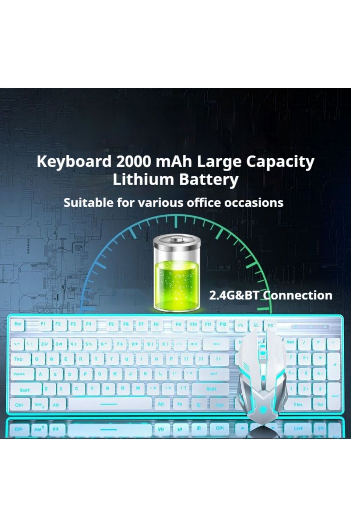 Choice-EWEADN BT & 2.4G Wireless Connection Keyboard and Mouse Combo, Water drop suspension keycaps, 104... 4