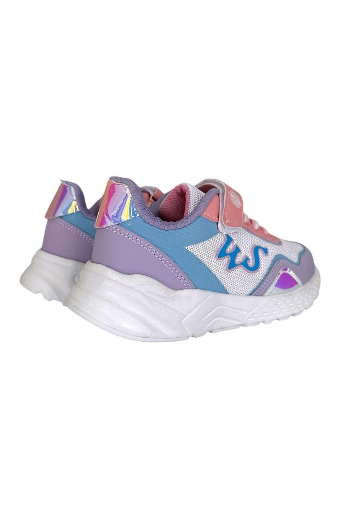 Liger-Adidași pentru copii ALBI și LILA - cu șireturi și velcro 5