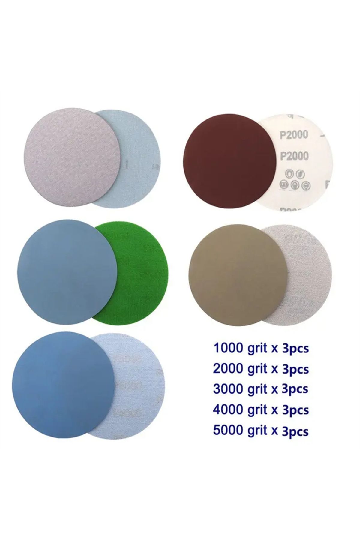 Choice-SEAMETAL 15PCS 125mm Inches Grit 1000 2000 3000 4000 5000 Sanding Discs Hook Loop Sandpaper Round... 5