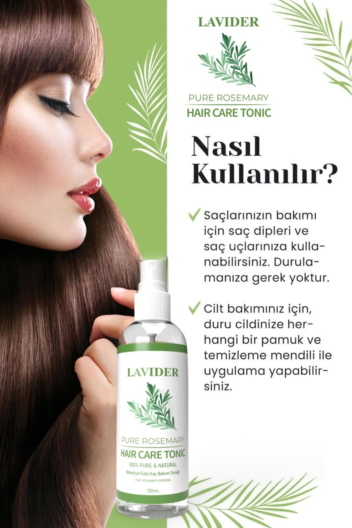 تونیک مراقبت از مو با عصاره ۴ ماده رزماری، گل رز، بابونه، اسطوخودوس (تقویت کننده ریشه مو) ۱۰۰ میلی لیتر — Lavider-00203 — تصویر 3 از 8