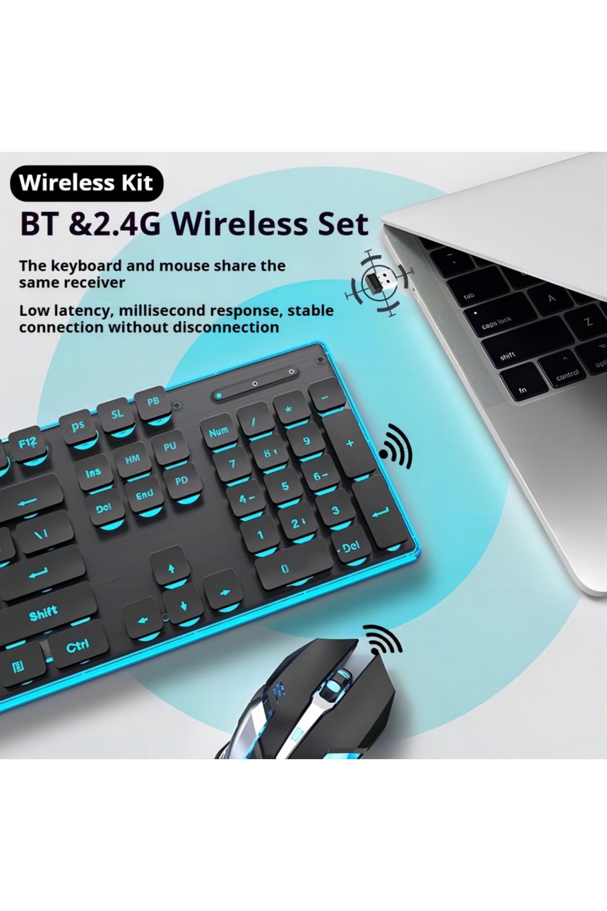 Choice-EWEADN BT & 2.4G Wireless Connection Keyboard and Mouse Combo, Water drop suspension keycaps, 104... 5