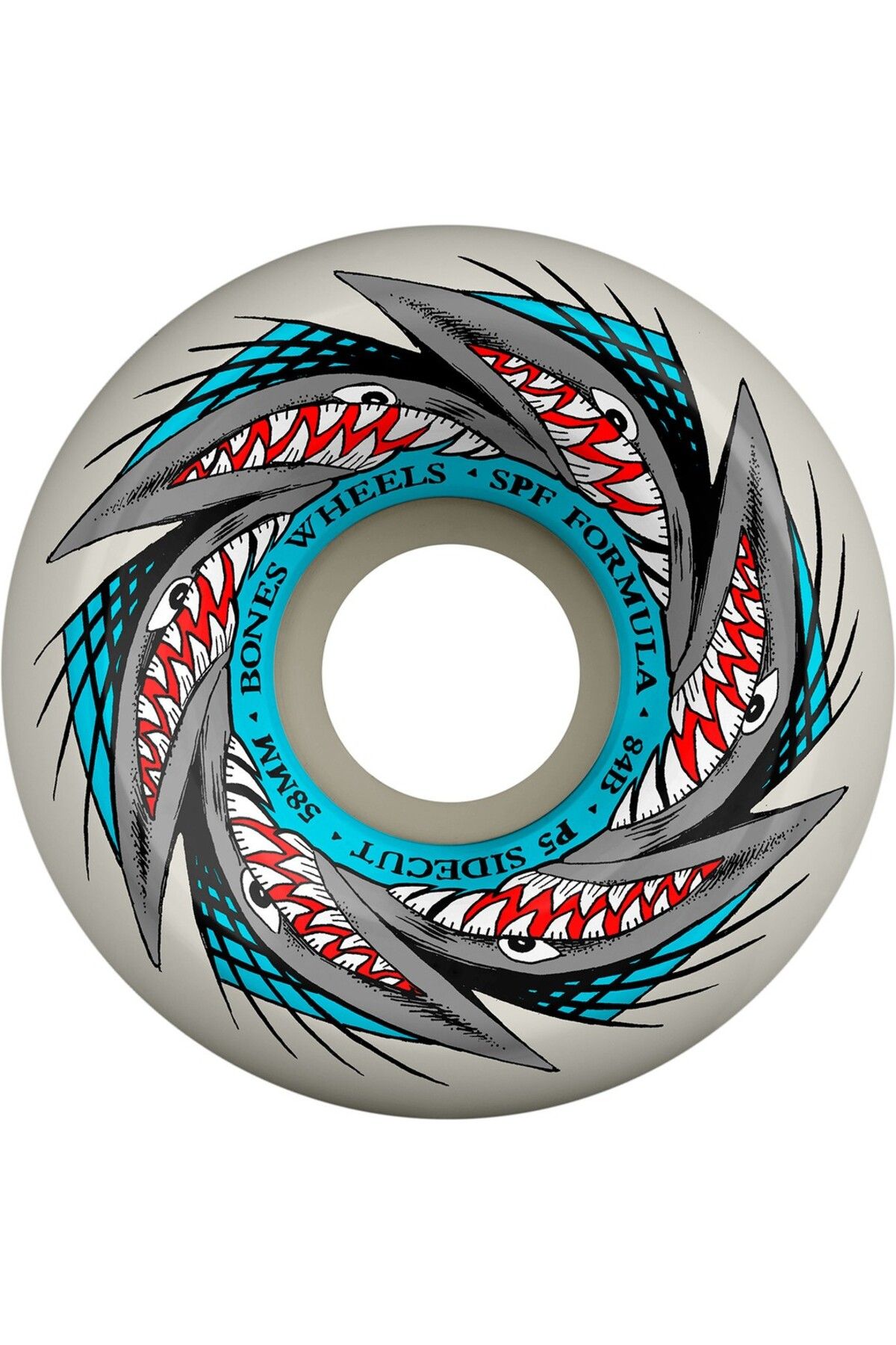 Bones SPF Pool Sharknado 58MM P5 Sidecut 84B White Blue Wheels