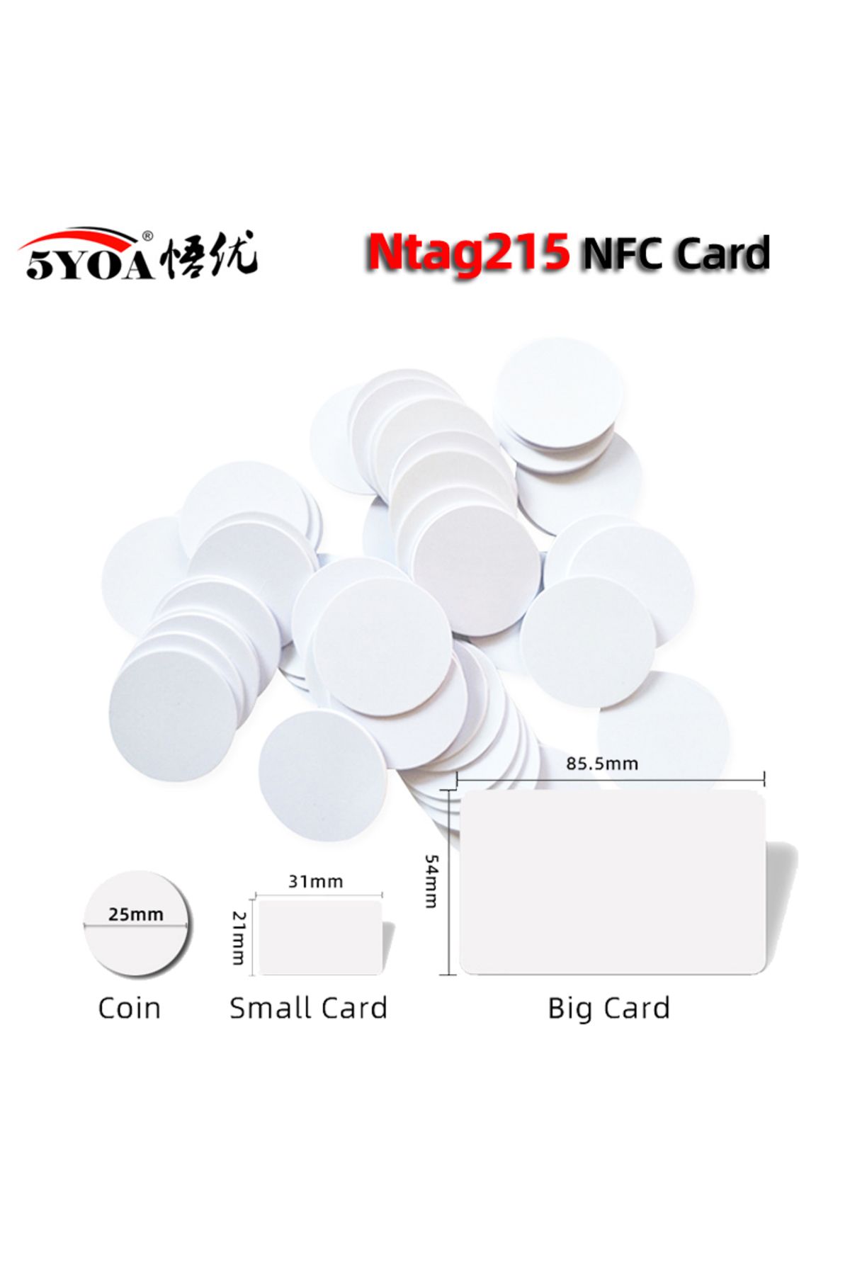 5YOA-10pcs NTAG215 NFC Card Tag Can Written by Tagmo Works with Switch Available for All NFC Mobile Phone 2