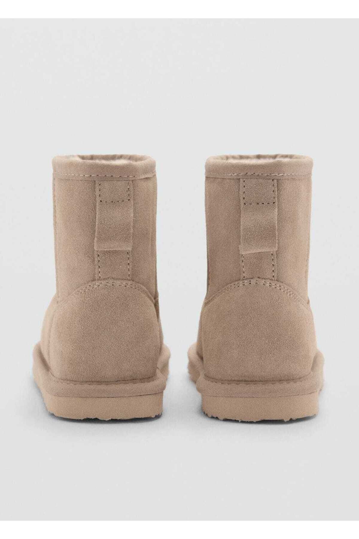 MANGO Kids-Leather Ankle Boots with Fur Inside 5