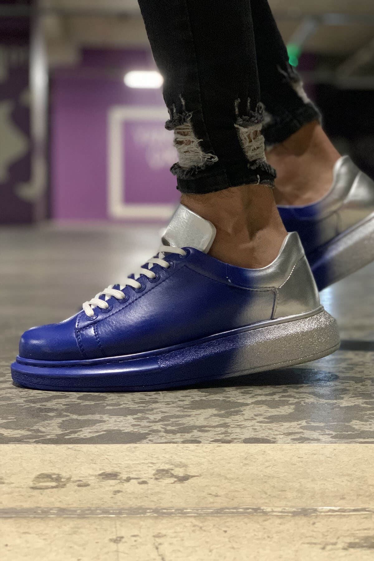blueb CH254 CBT Pittura Erkek Ayakkabı 412 MAVI / GÜMÜS