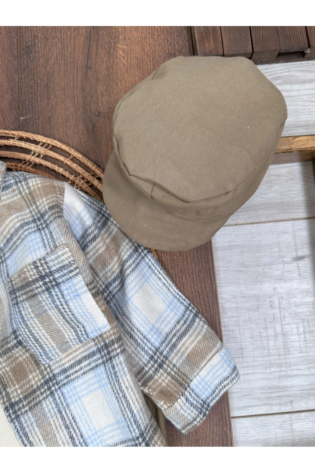 tiwitibaby Oduncu Gömlek Şapkalı Waffle  Badili Kanvars Kargo Pantolonlu 4lü Erkek Bebek/Çocuk Takım fotoğrafı 4 (önizleme)