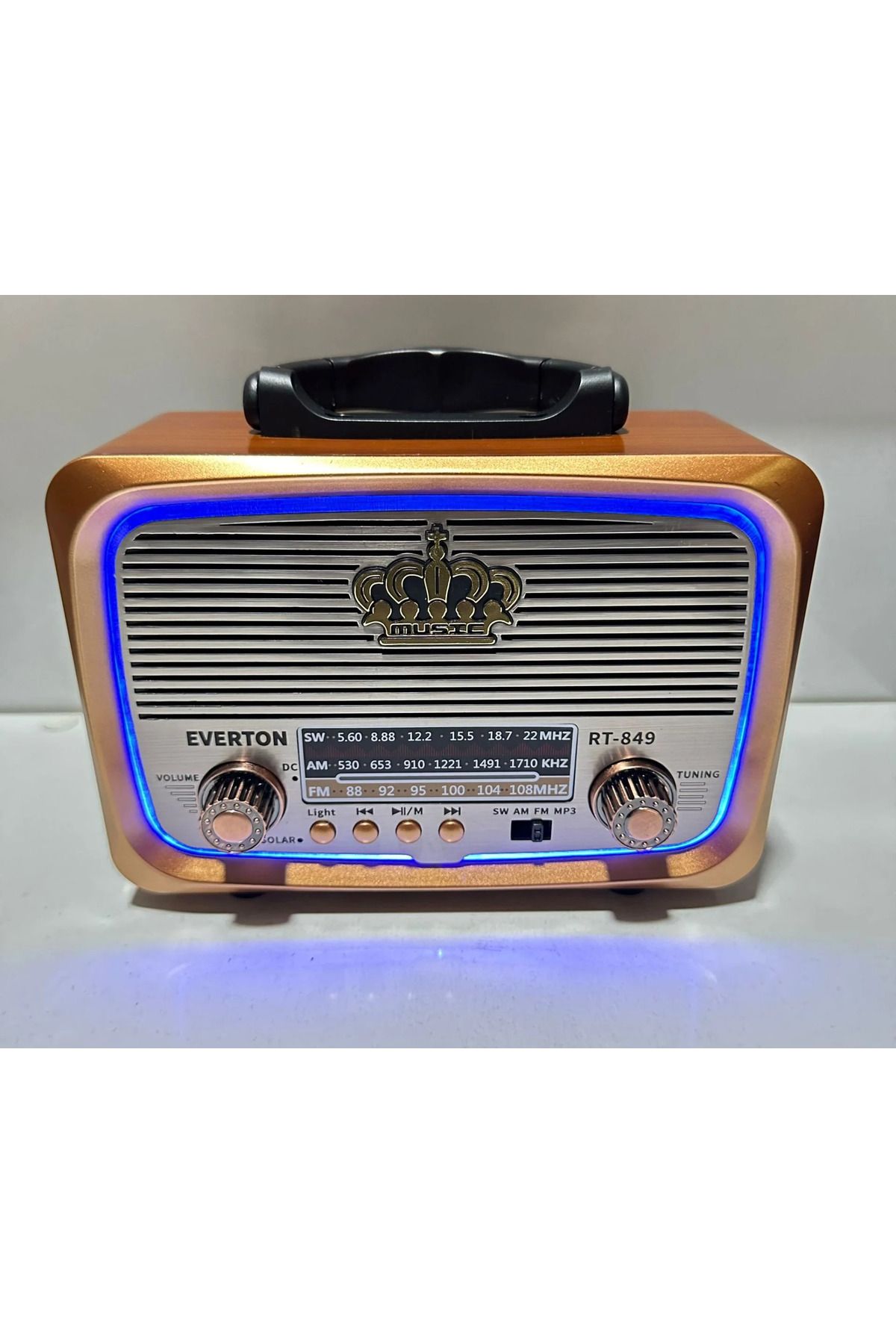 RT-849 Nostalji Solar Güneş Enerjili Ledli Bluetooth/USB/Sd kart/ Radyo mp3 Player Müzik Kutusu