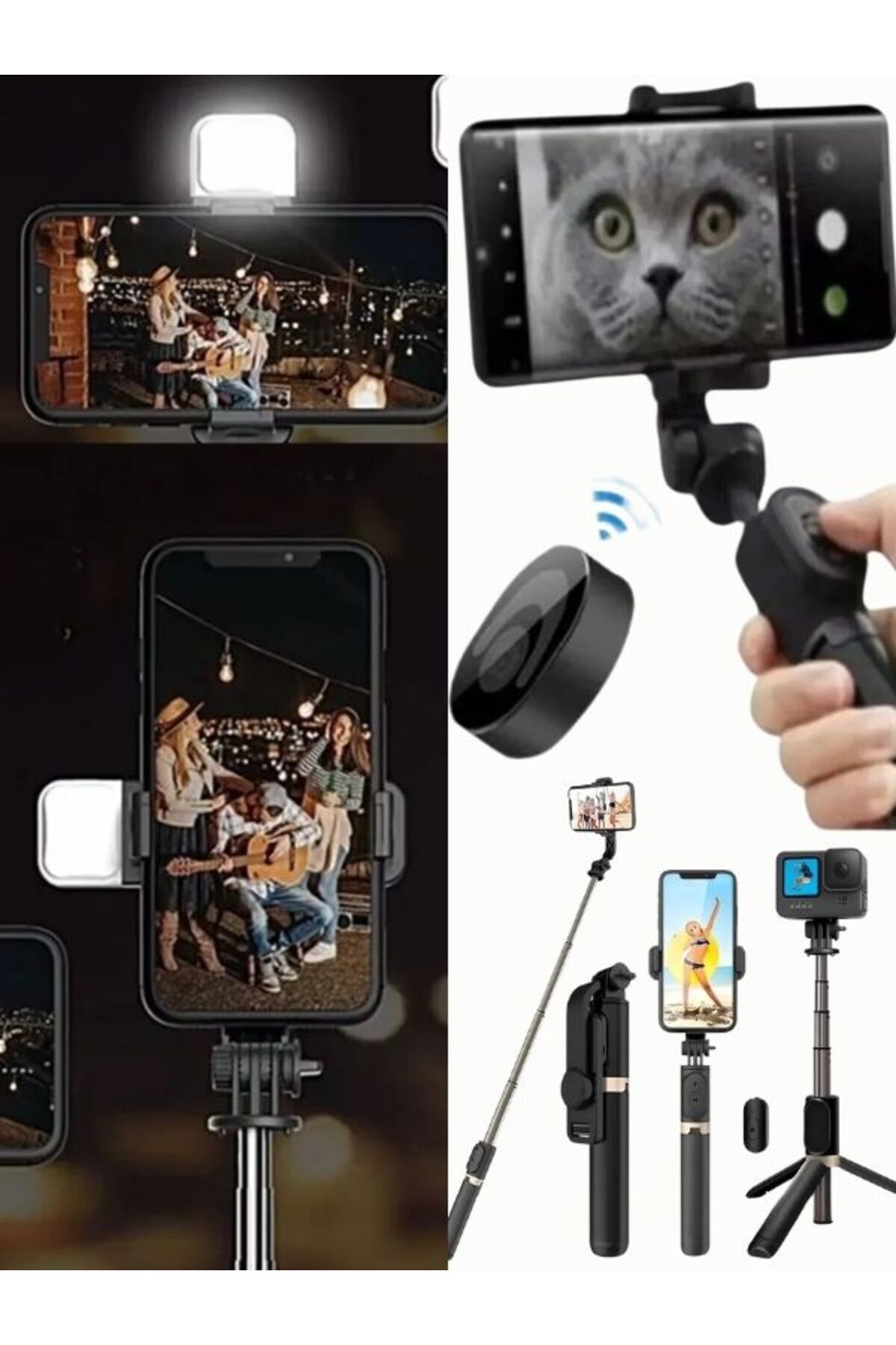 Smith BSF-2 Bluetooth Kumandalı Selfie Çubuğu Tripod Monopod Telefon Tutucu - Dikey ve Yatay Çekim