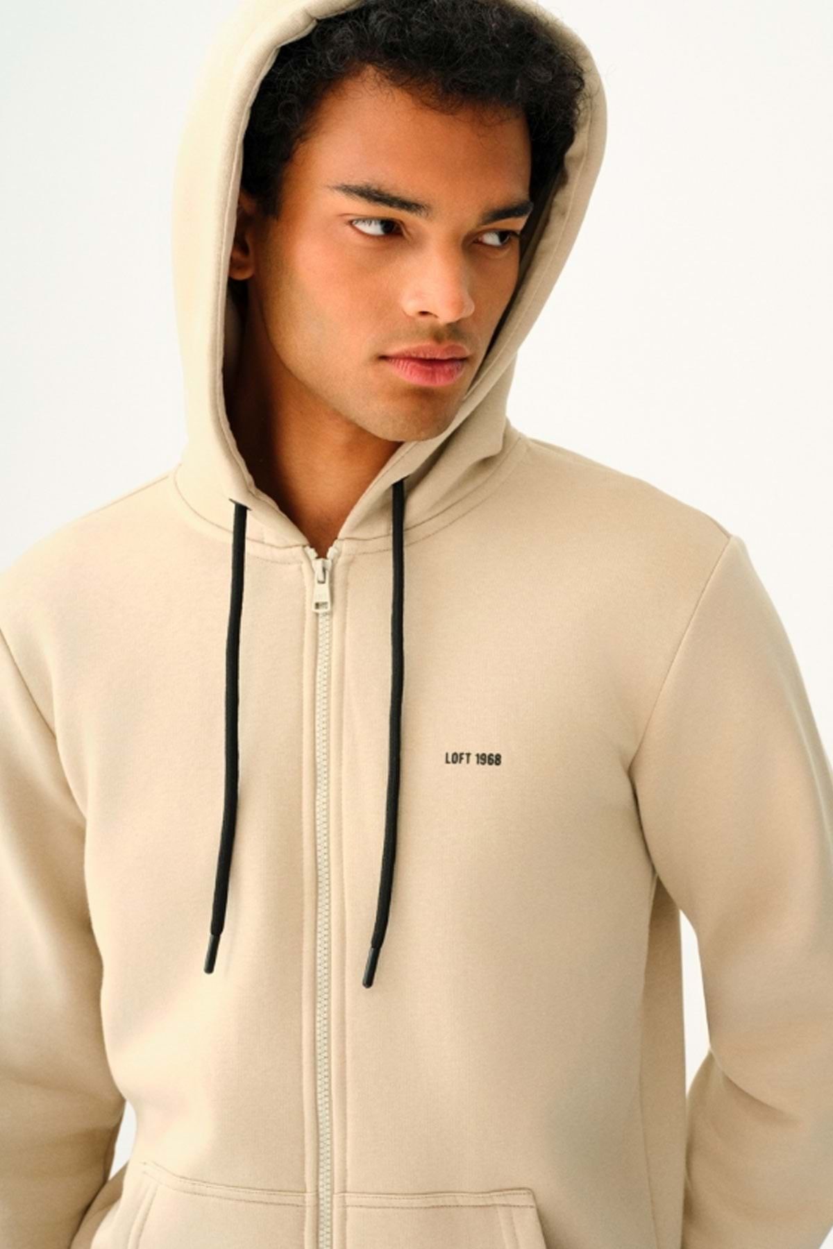Loft-Lf 2034270   Stone Color Zippered Pulley Sweat - m St07804- Stone Color-M 5