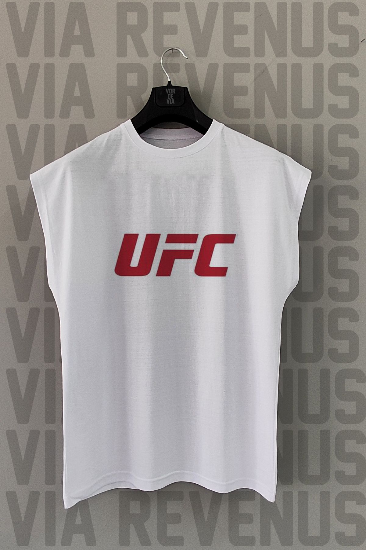 Vordevia-Tricou sport cu mânecă zero și pantaloni scurți negri cu imprimeu UFC Venum față și spate 2