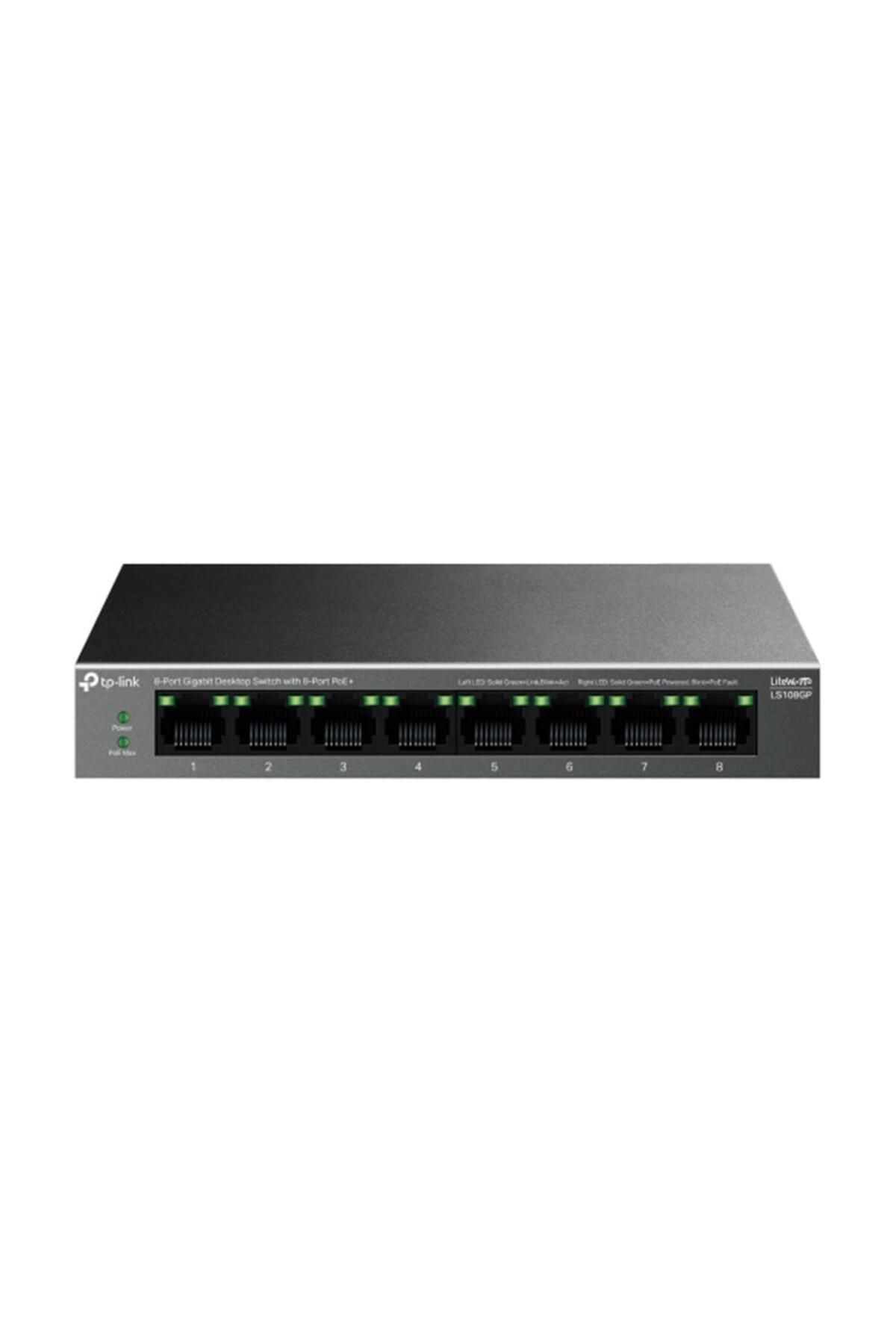 Vobotek Teknoloji -Link LS108GP 10-100-1000 Mbps 8 Port Poe+ Switch Metal Kasa