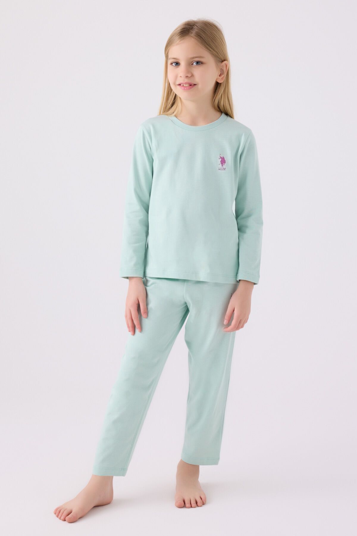 U.S. Polo Assn.-Girl's Blue Long Sleeve Pajama Set 1