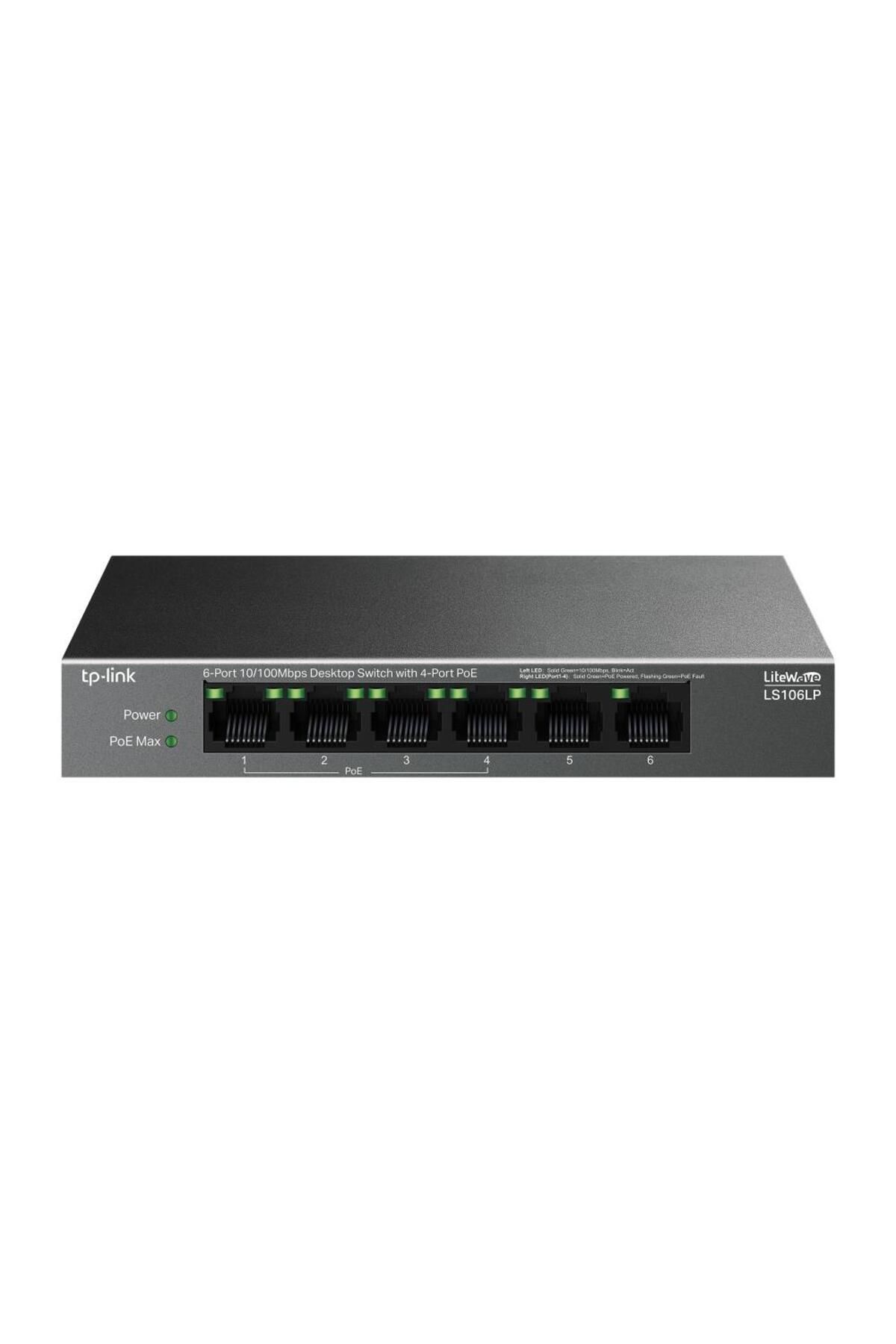 Vobotek Teknoloji -Link LS106LP 6 Port 10-100 Mbps 4 Port Poe+ 10-100 Mbps Switch Metal Kasa