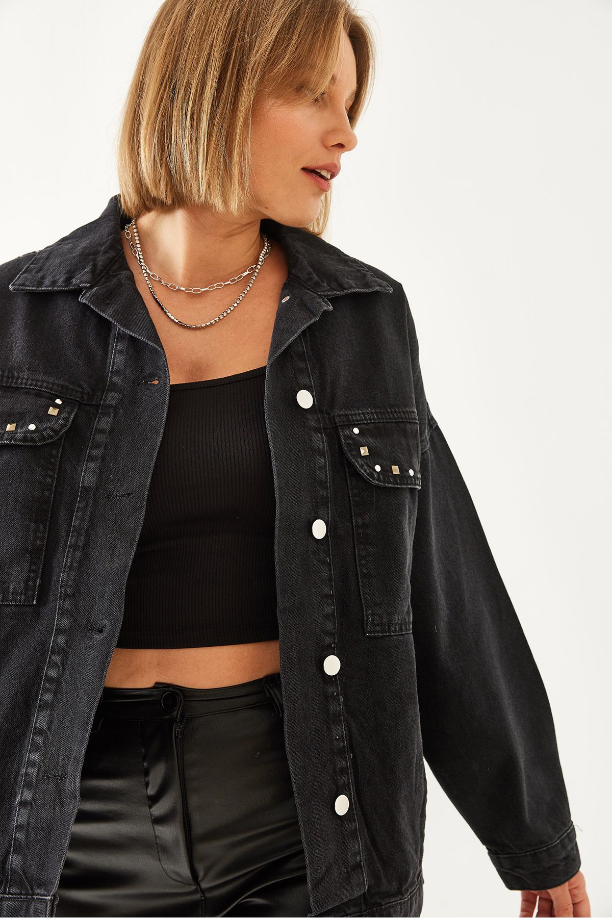 Bianco Lucci-Damen-Jeansjacke mit Stickerei und Steinstickerei 60351057 4