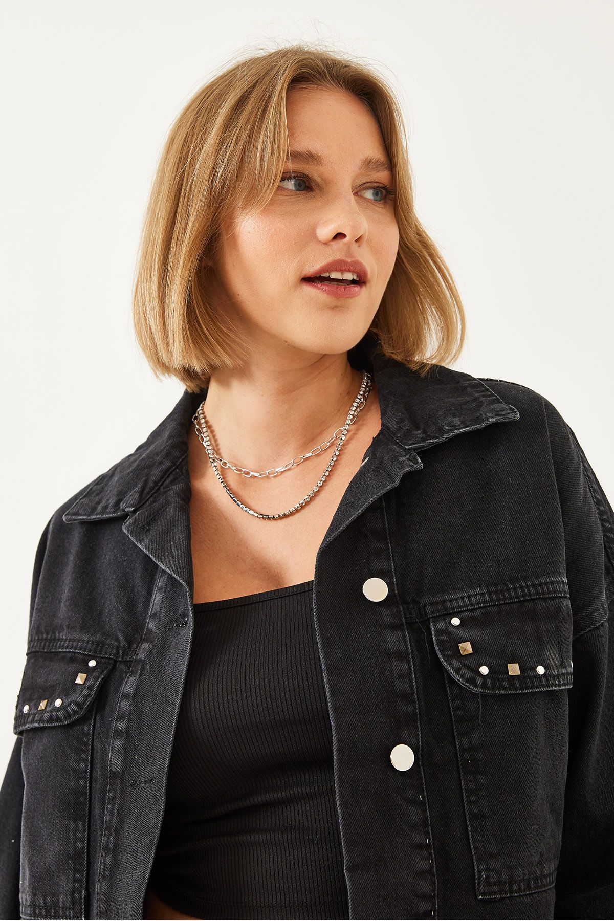 Bianco Lucci-Damen-Jeansjacke mit Stickerei und Steinstickerei 60351057 3