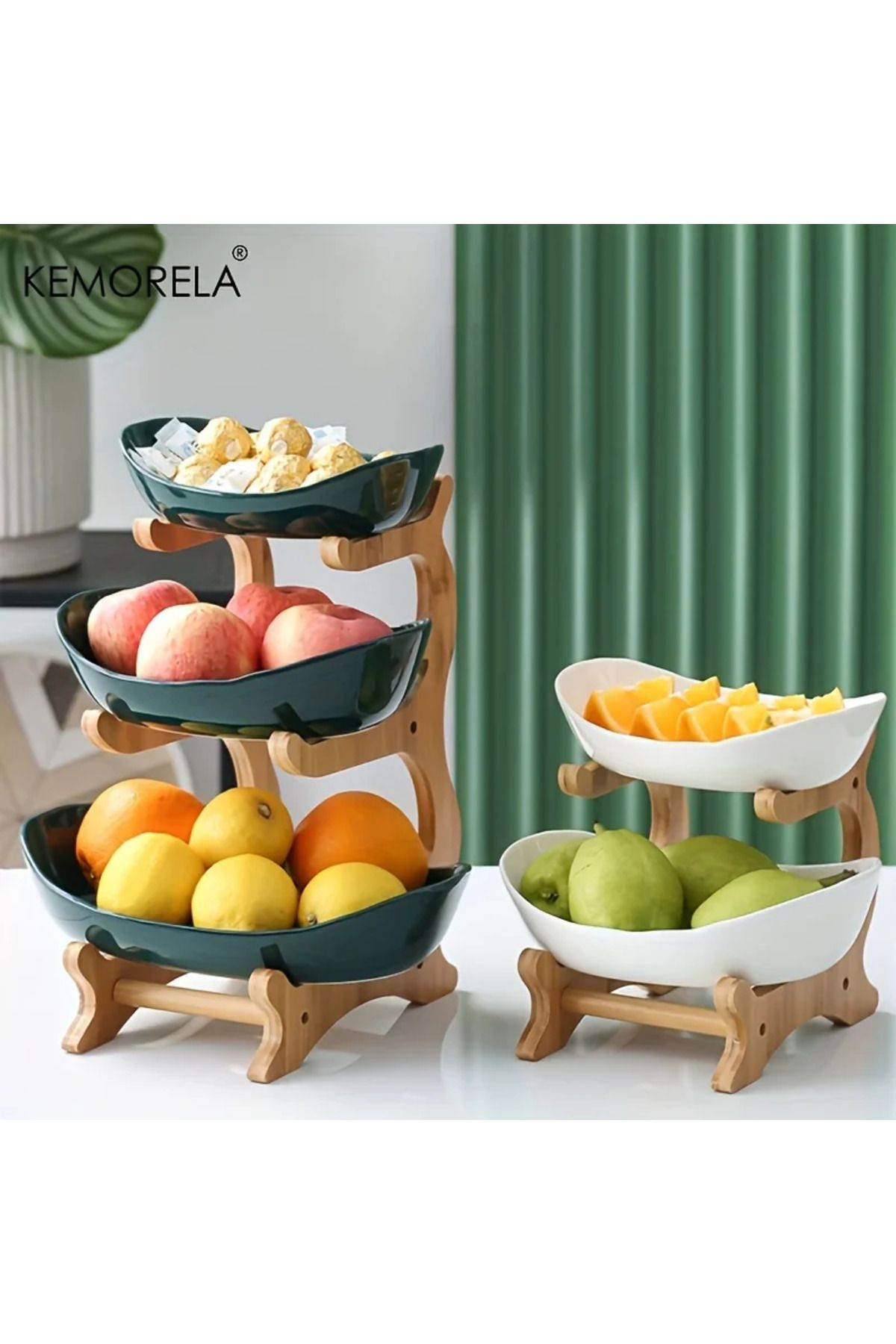 Choice-Double/Three layer Modern Wooden Living Room Multi-layer Snack Net Plastic Fruit Plate Wooden Thr... 5