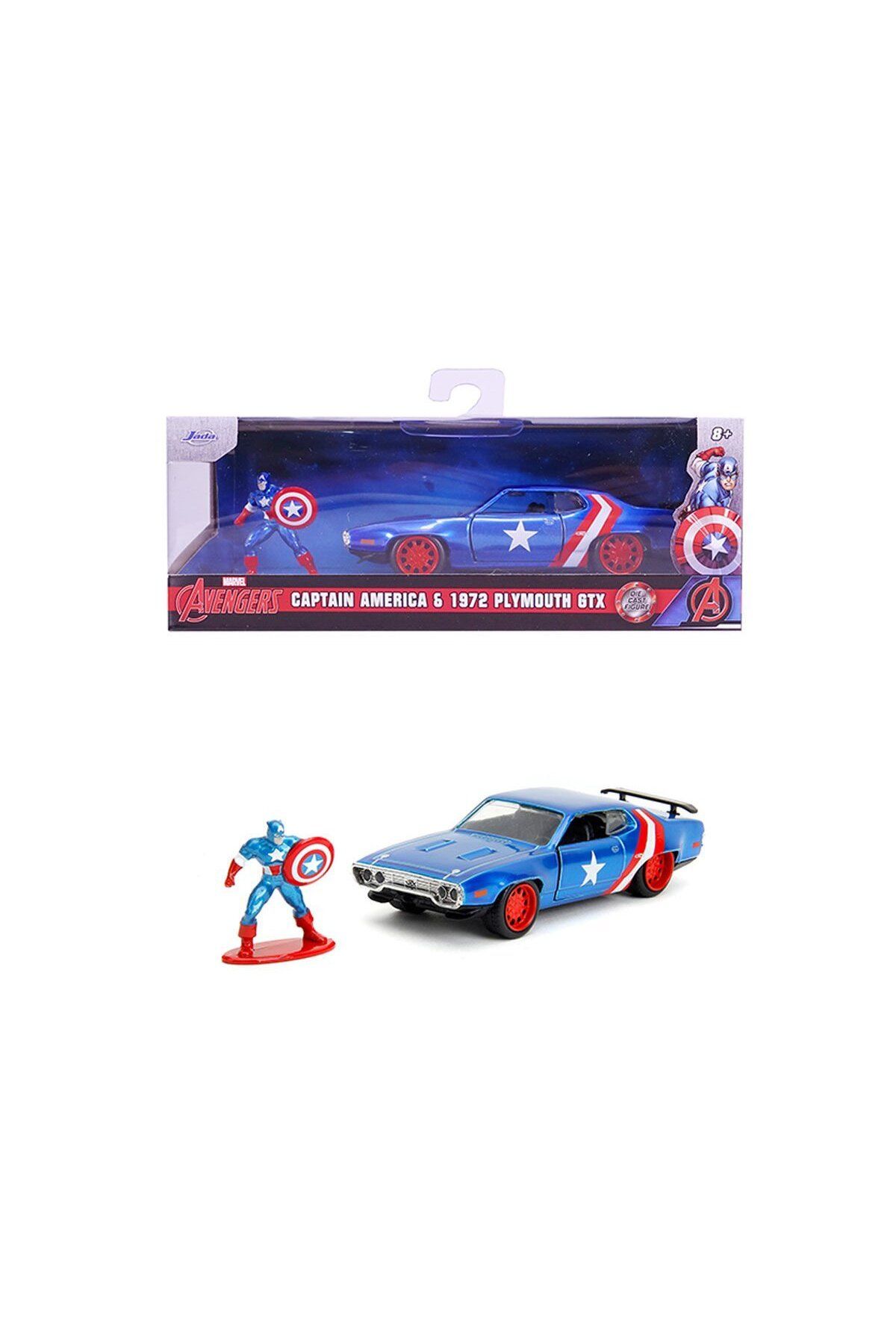 Simba 253223024 JADA MARVEL CAPTAİN AMERİCA 1 32 1971 PLYMOUTH GTX DİE-CAS FREEWHEL