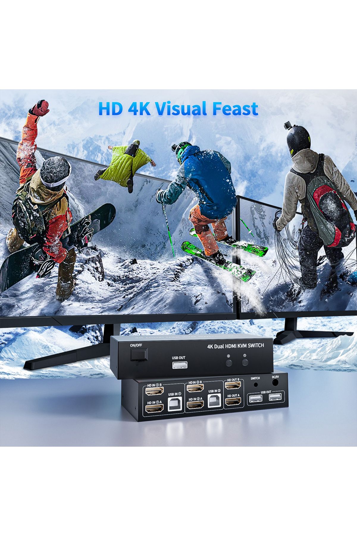 Choice-Dual Monitor HDMI KVM Switch 2X2 USB 3.0/2.0 4K 60Hz Extended Dispaly HDMI KVM Switch 2 Monitors ... 6