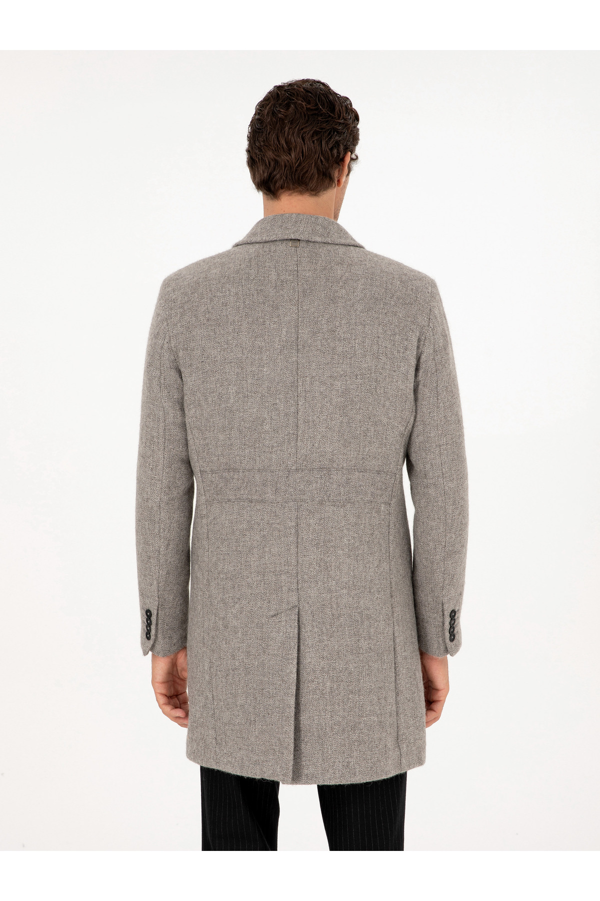 Cacharel Gri Slim Fit Yün Karışımlı Palto 50293729-VR024 görsel 5
