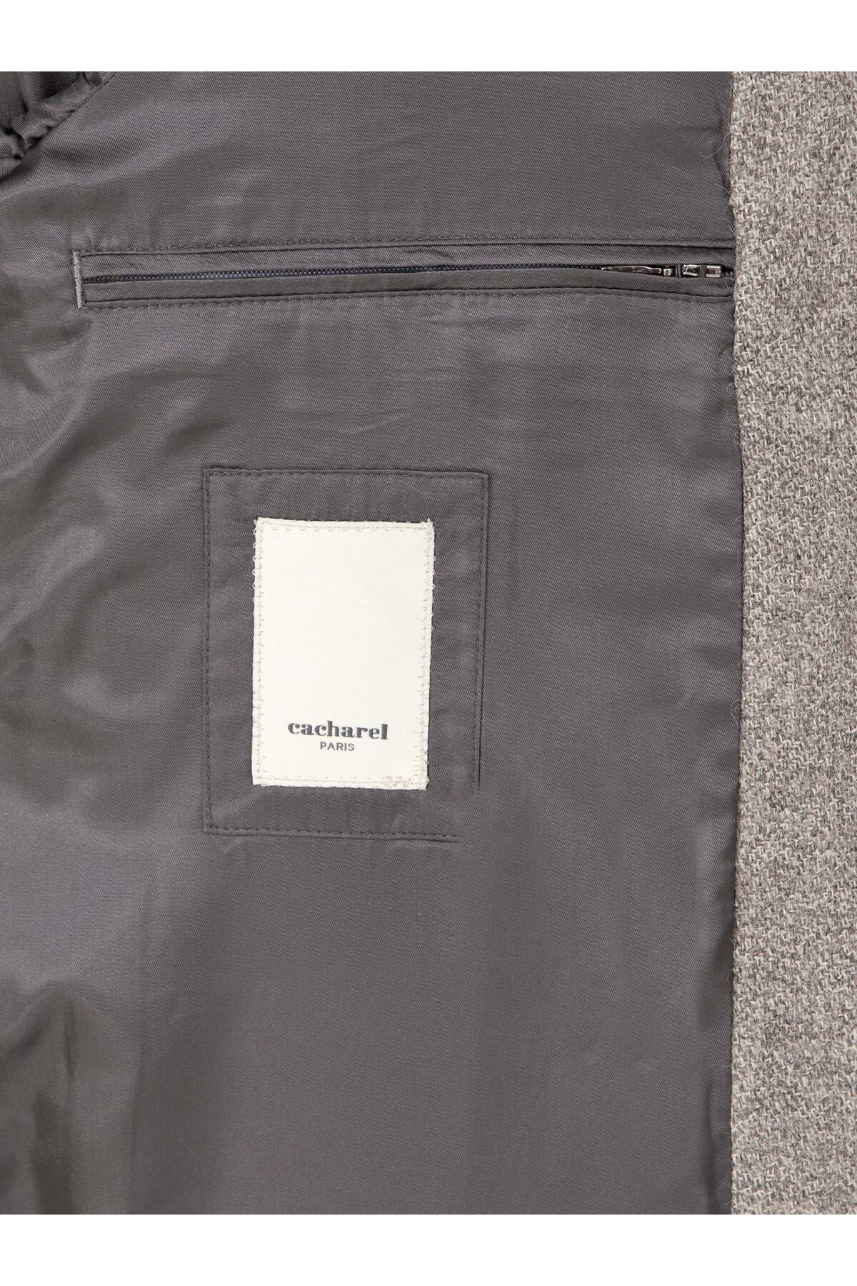 Cacharel Gri Slim Fit Yün Karışımlı Palto 50293729-VR024 görsel 6