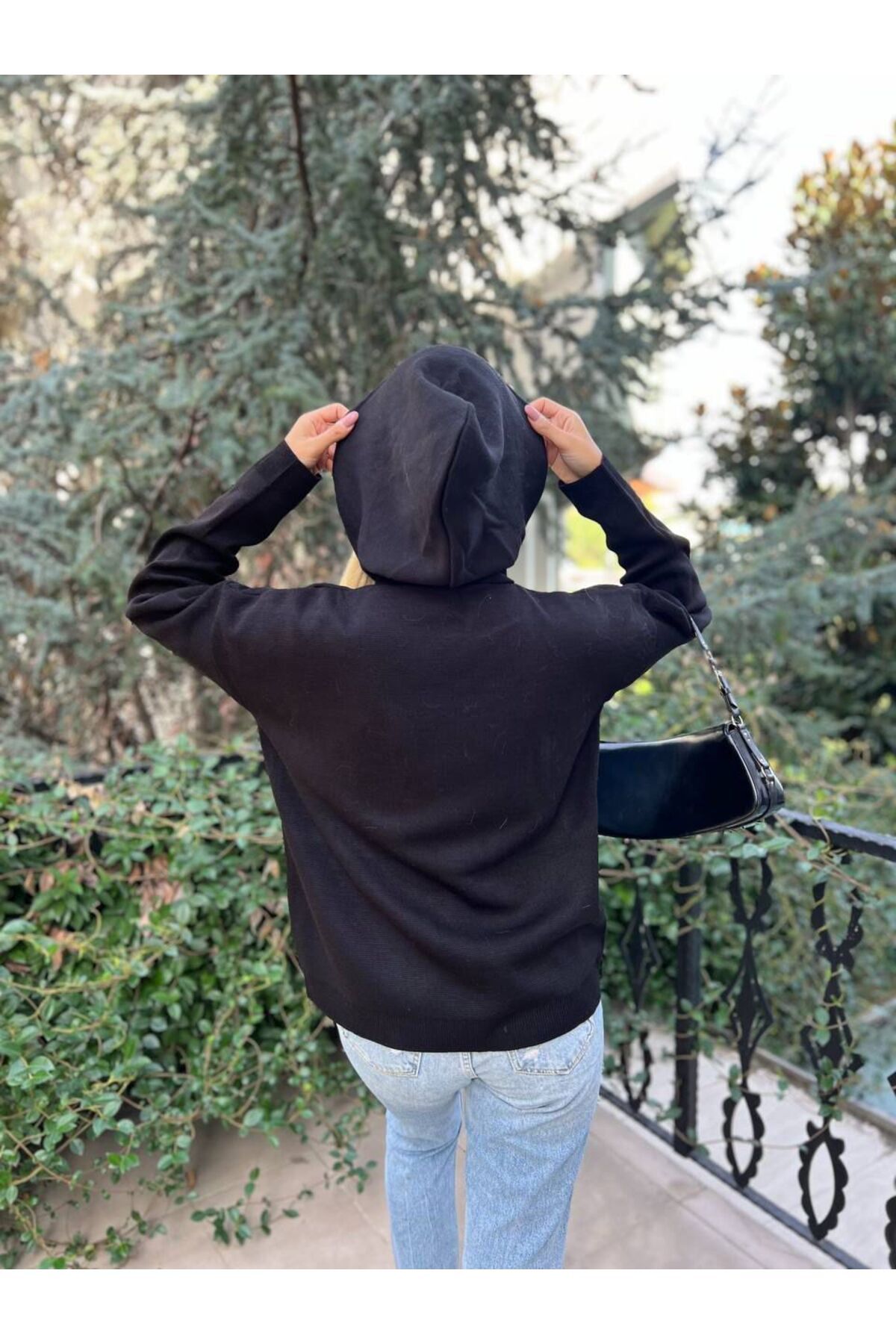 For Angels-Hooded Denim Knitwear Sweater 4