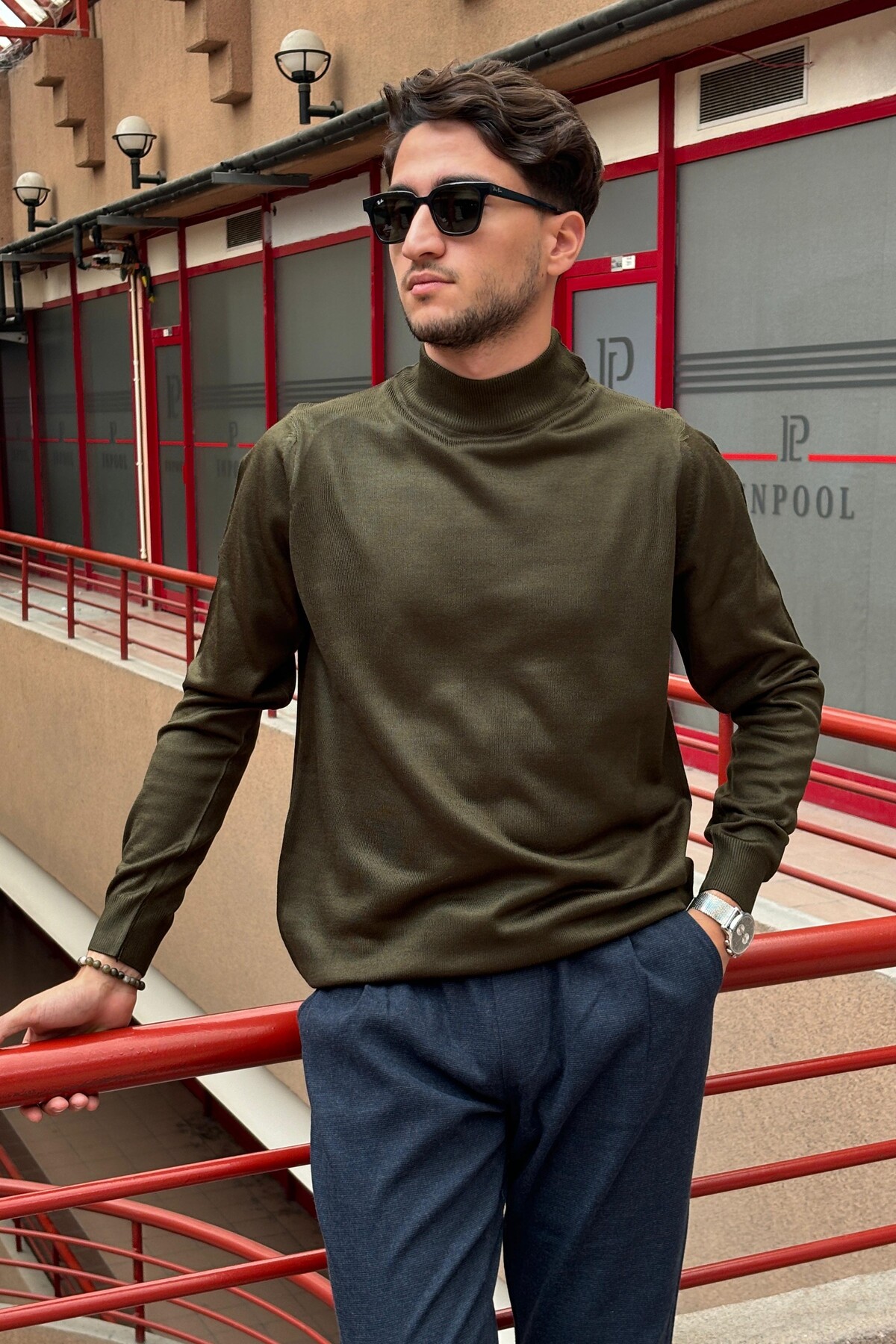 inpool  Erkek, Slim-Fit, Old Money, Yarım Boğazlı triko kazak - Görsel 4