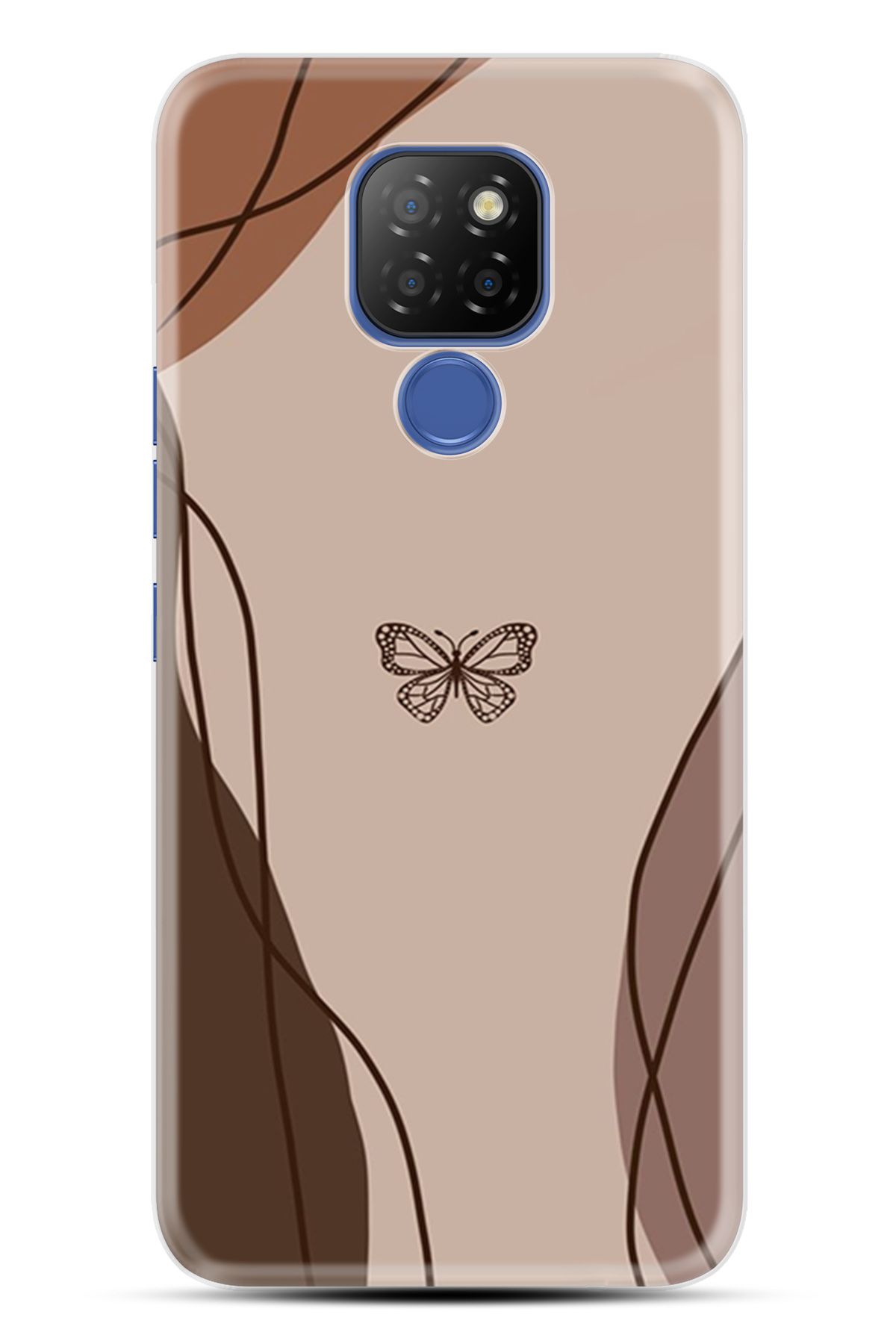 General Mobile GM9 Pro Kılıf HD Resim Baskılı Kahve Kelebek StKd -038