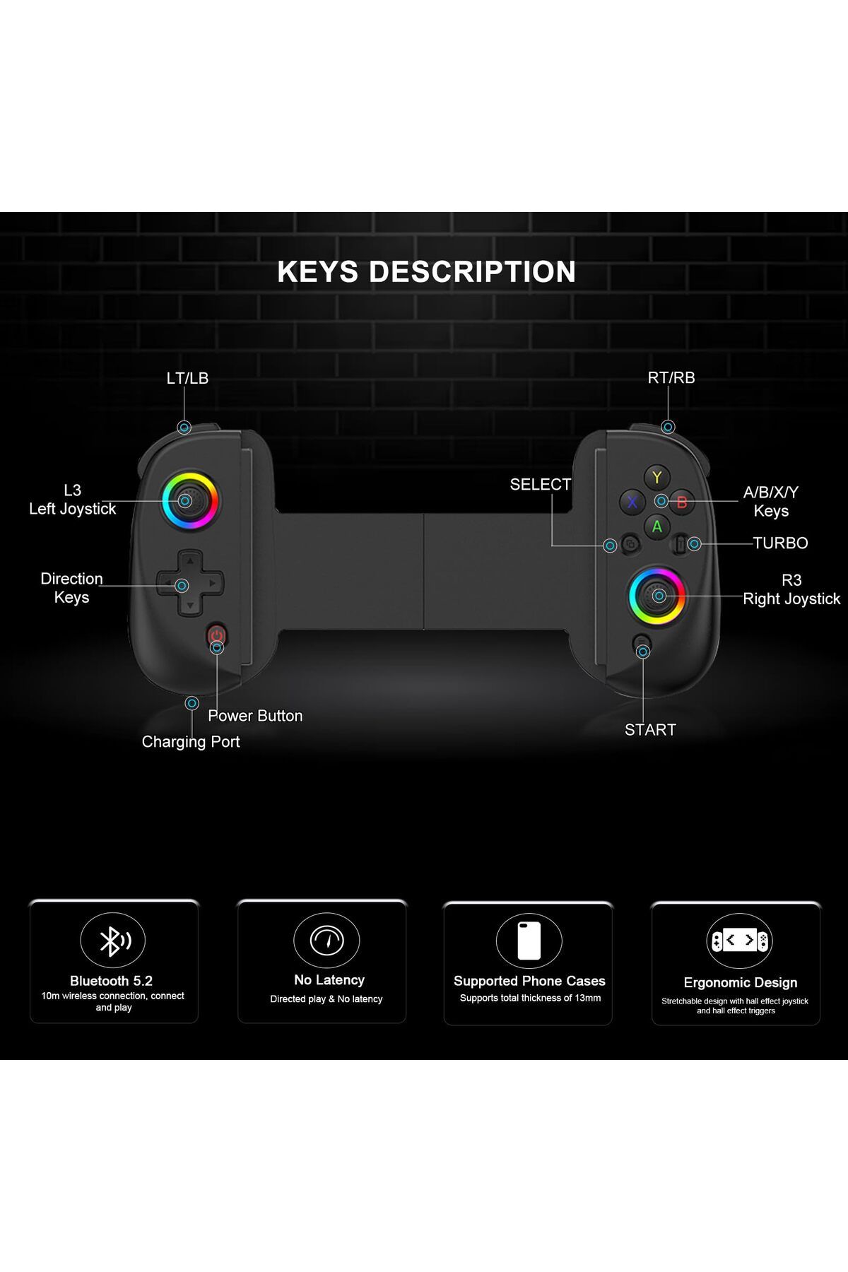 Choice-BSP-D8 Telescopic Mobile Gaming Controller For Android IOS PS3 PS4 Switch Mobile Phone Gamepad Bl... 7