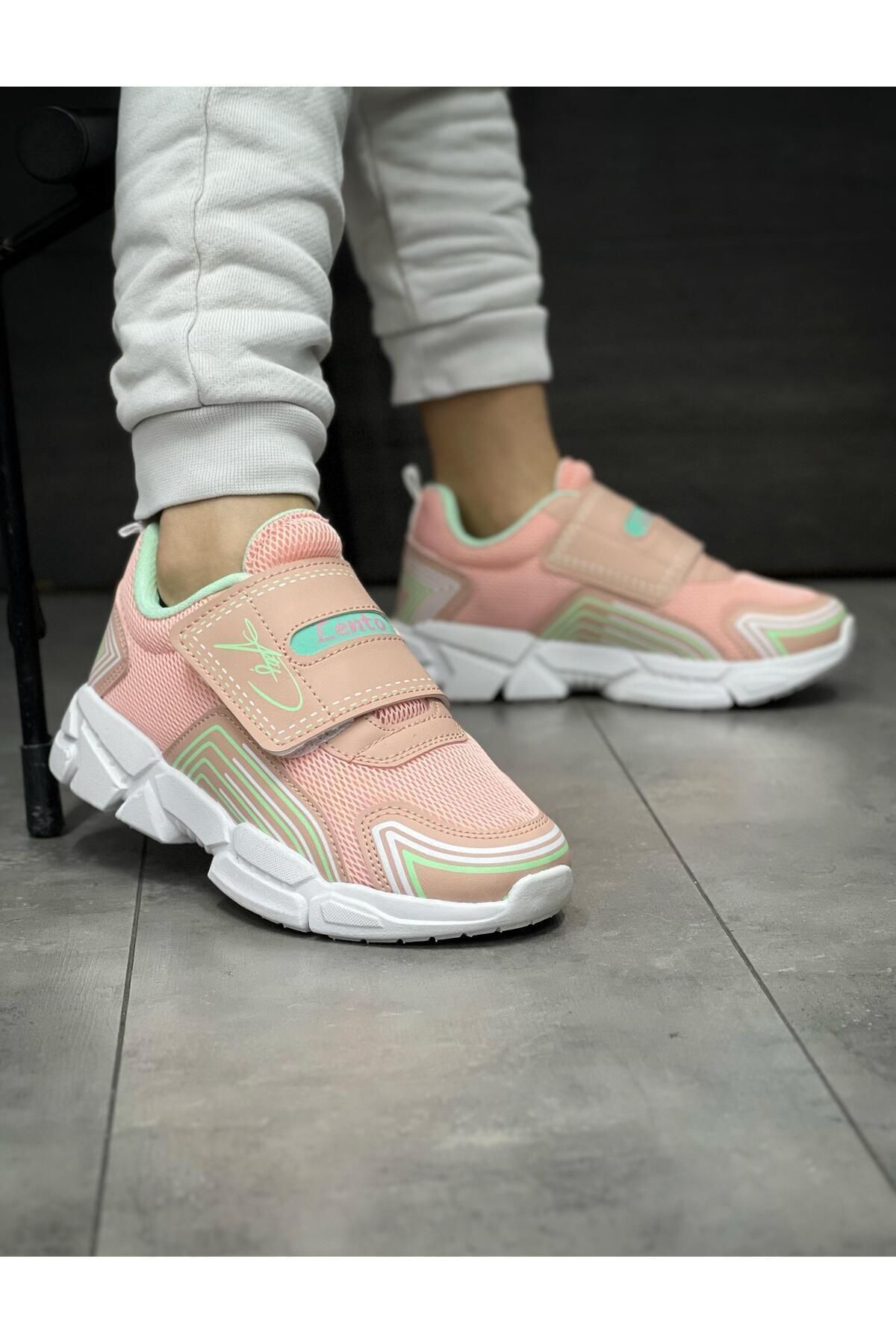 Preux Çocuk Ortopedik Cırtlı Esnek Hafif Nefes Alabilen Unisex File Çocuk Sneaker Spor Ayakkabı