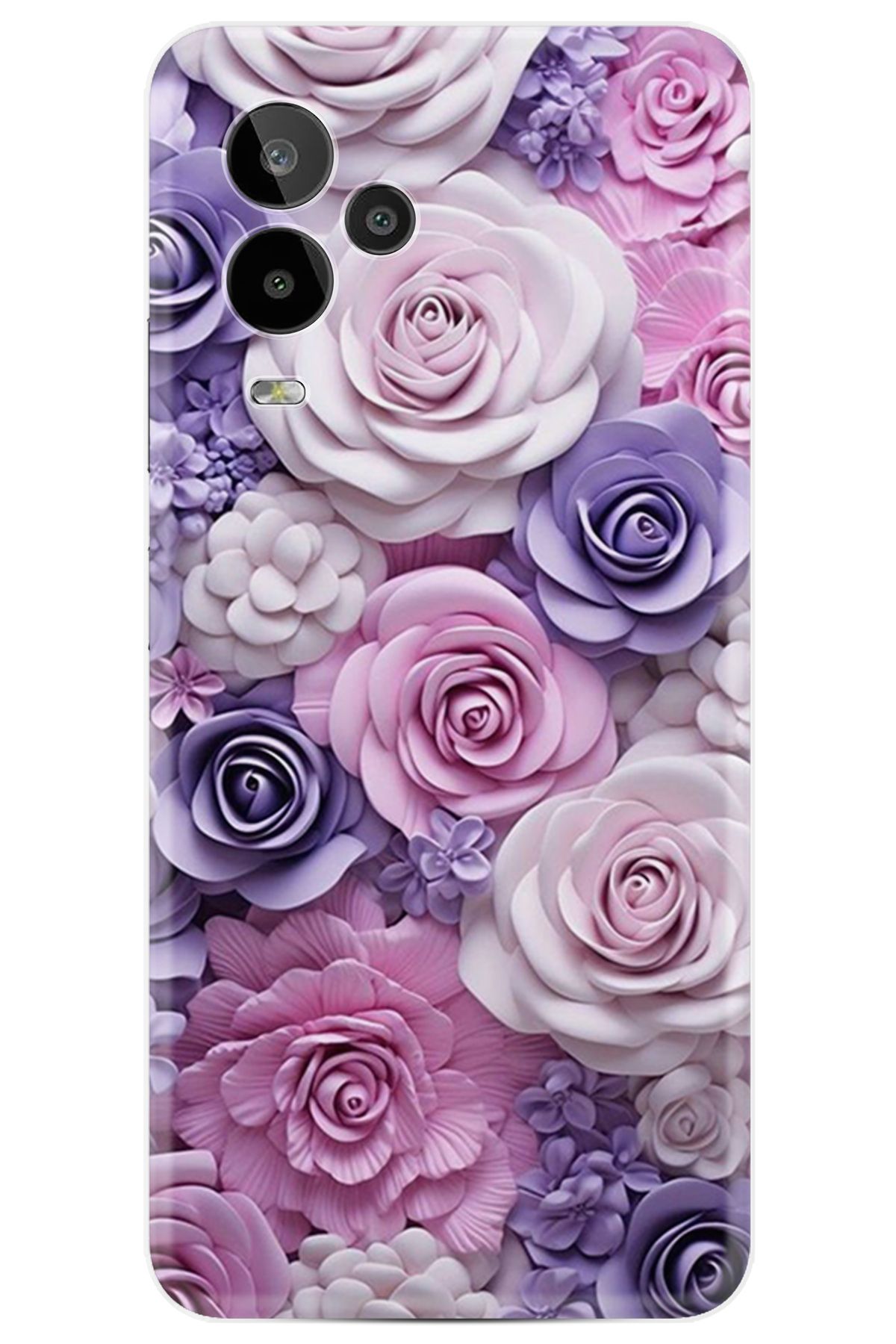 General Mobile 24 Pro Kılıf HD Resim Baskılı Mor Güller StKd -029