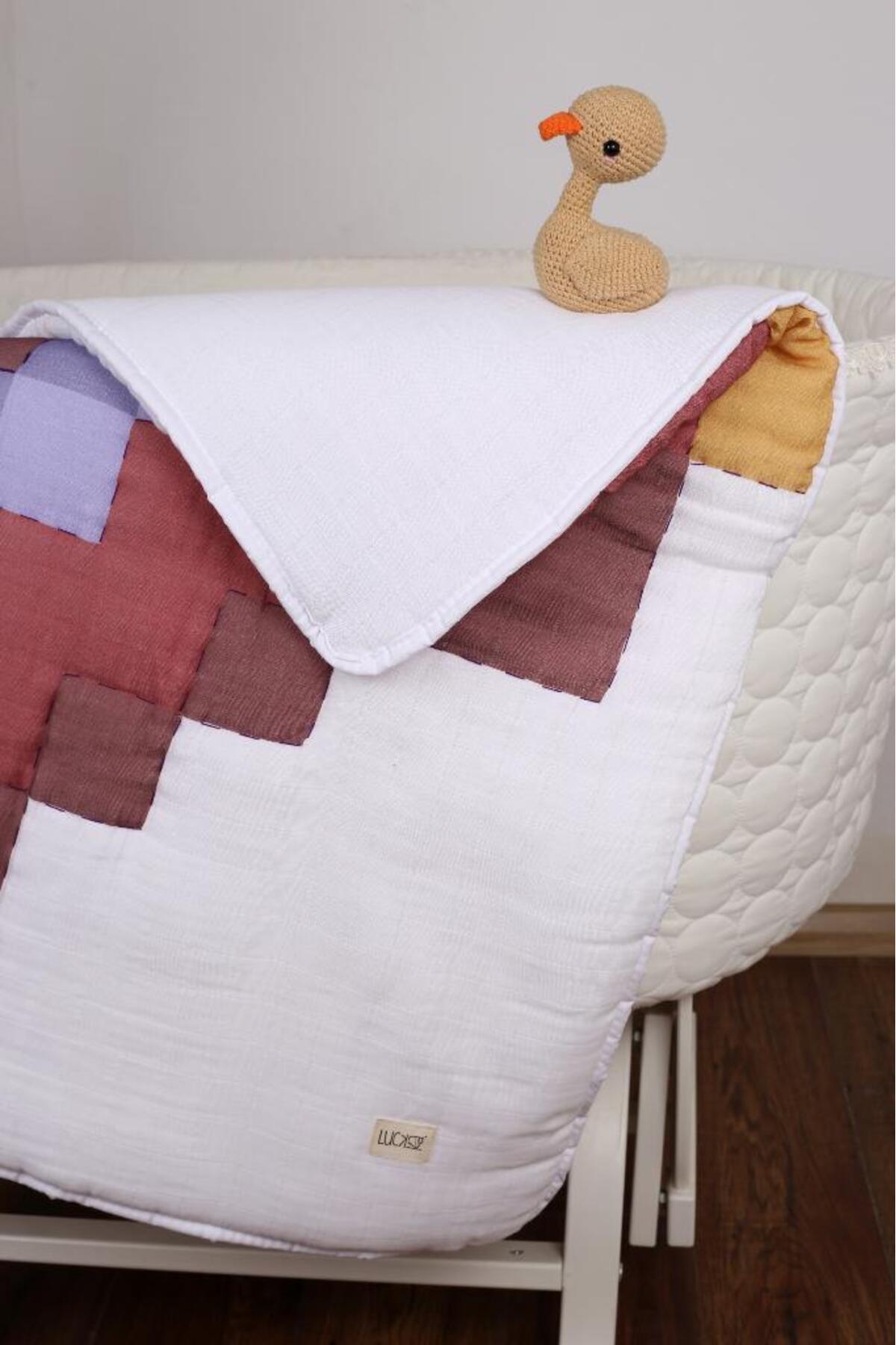 LUCKKA %100 Pamuk Bebek Müslin Yorgan - Oyun Matı El Işlemeli 70x100 Cm - Ztd100 fotoğrafı 2 (önizleme)