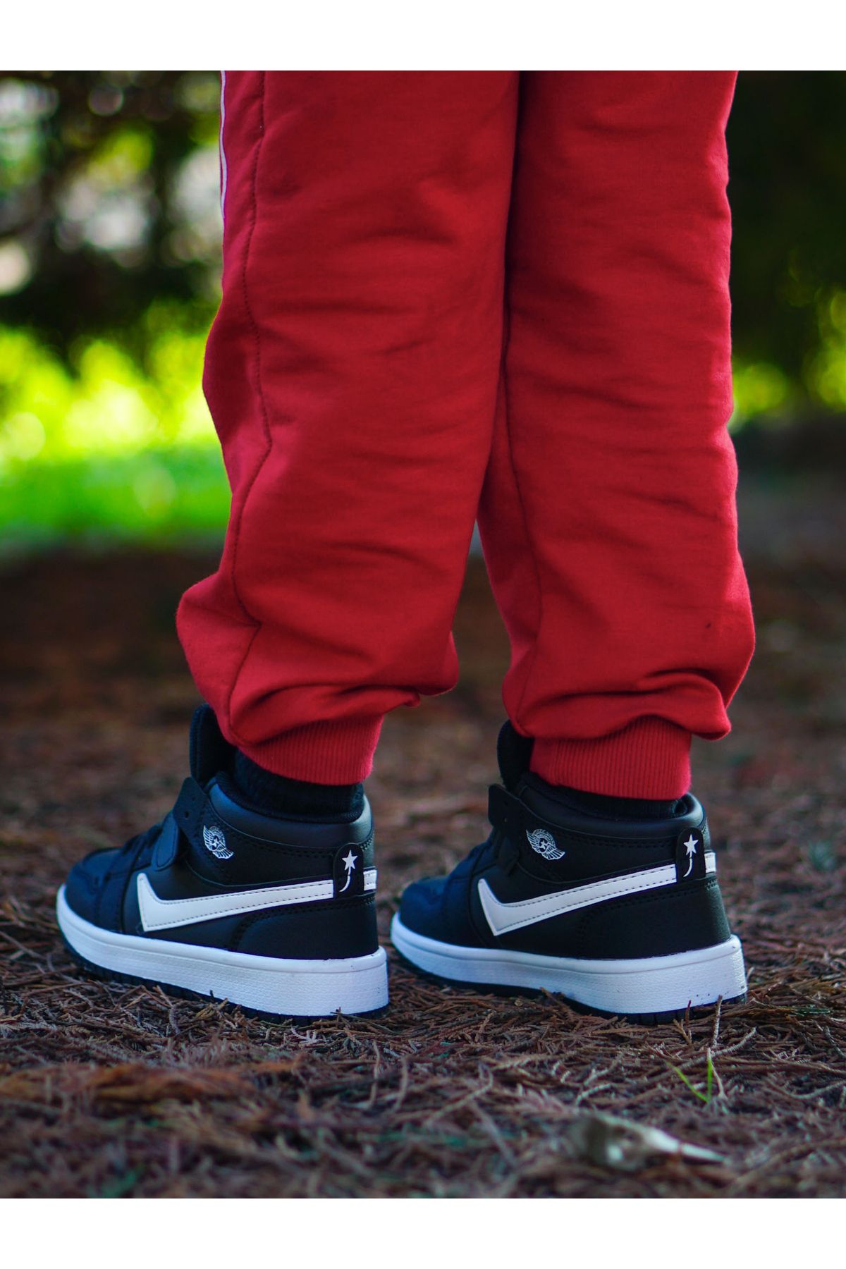 Preux Siyah Siyah Bağcıklı Ve Cırtlı Günlük Unisex Çocuk Sneaker Rahat Spor Ayakkabı
