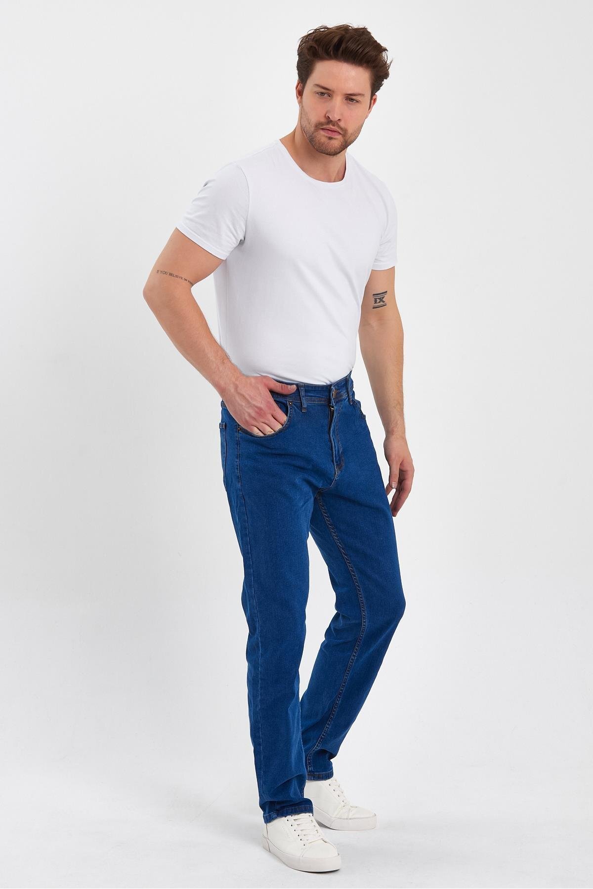 Genel Markalar  ERKEK FERMUARLI KLASİK DÜZ JEANS - Görsel 4