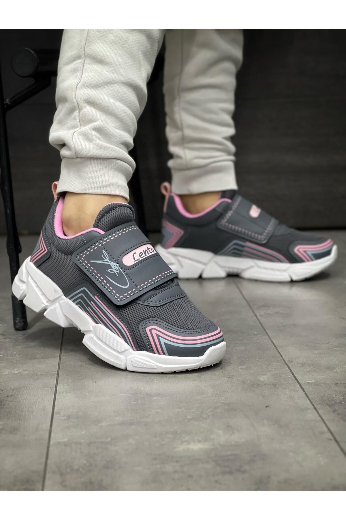 Preux Çocuk Ortopedik Cırtlı Esnek Hafif Nefes Alabilen Unisex File Çocuk Sneaker Spor Ayakkabı