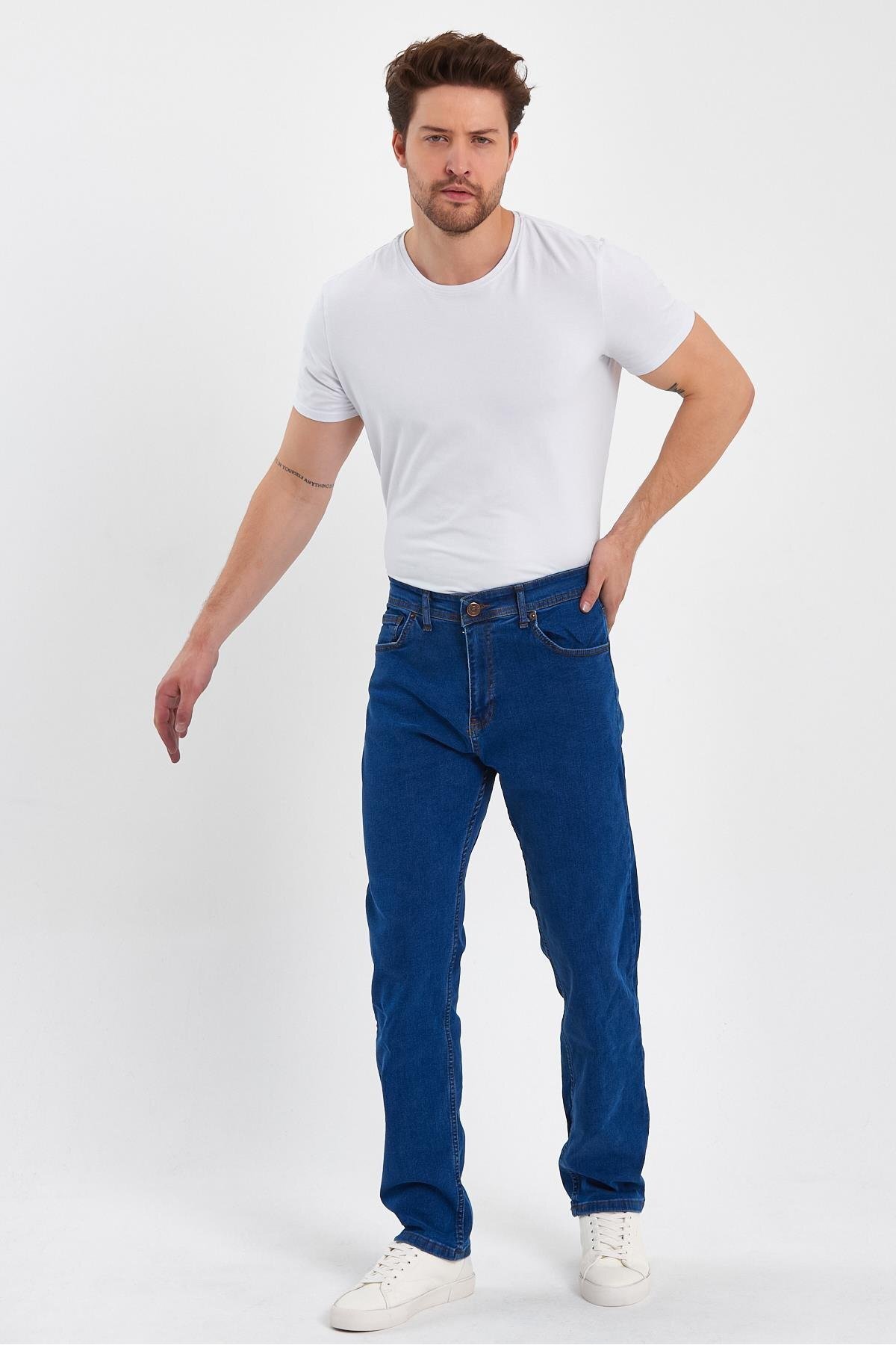 Genel Markalar  ERKEK FERMUARLI KLASİK DÜZ JEANS - Görsel 3