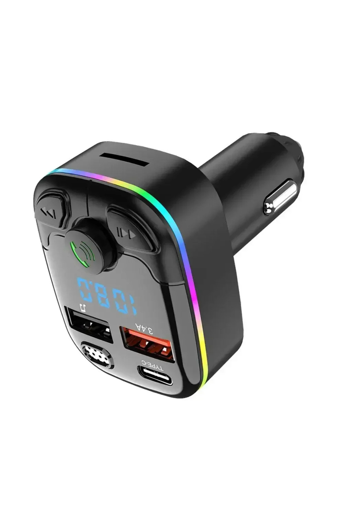 Opansten-Car Bluetooth 5.0 Fm Transmitter Wireless Adapter Mic Audio Receiver Auto Mp3 Player 2.1a Dual Us... 6