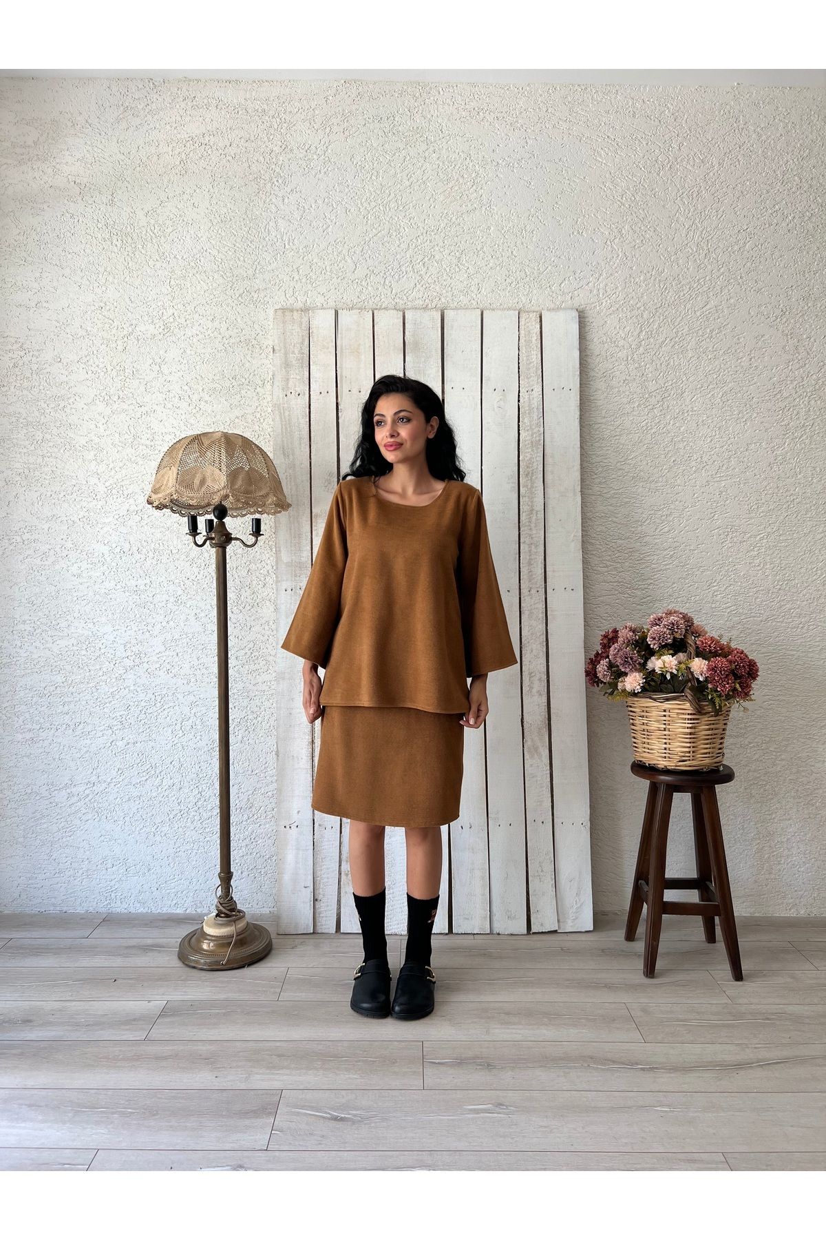 KÜÇÜĞÜM BUTİK-Σετ φούστα-μπλούζα Camel Short Cachet (ΣΕΤ 2) 2