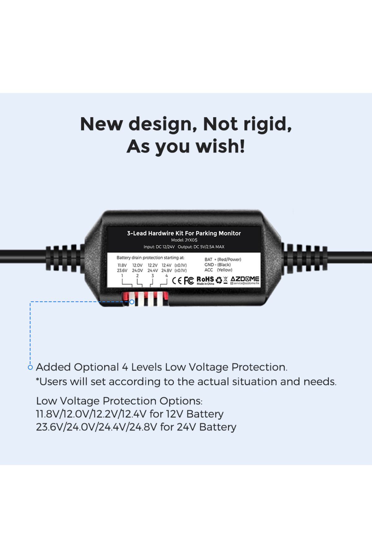 Choice-Azdome Jyx05 Car Dvr Record Hardwire Kit With Type-c Port For M660/m550 Max/m300s/pg17 Low Vol Pr... 4