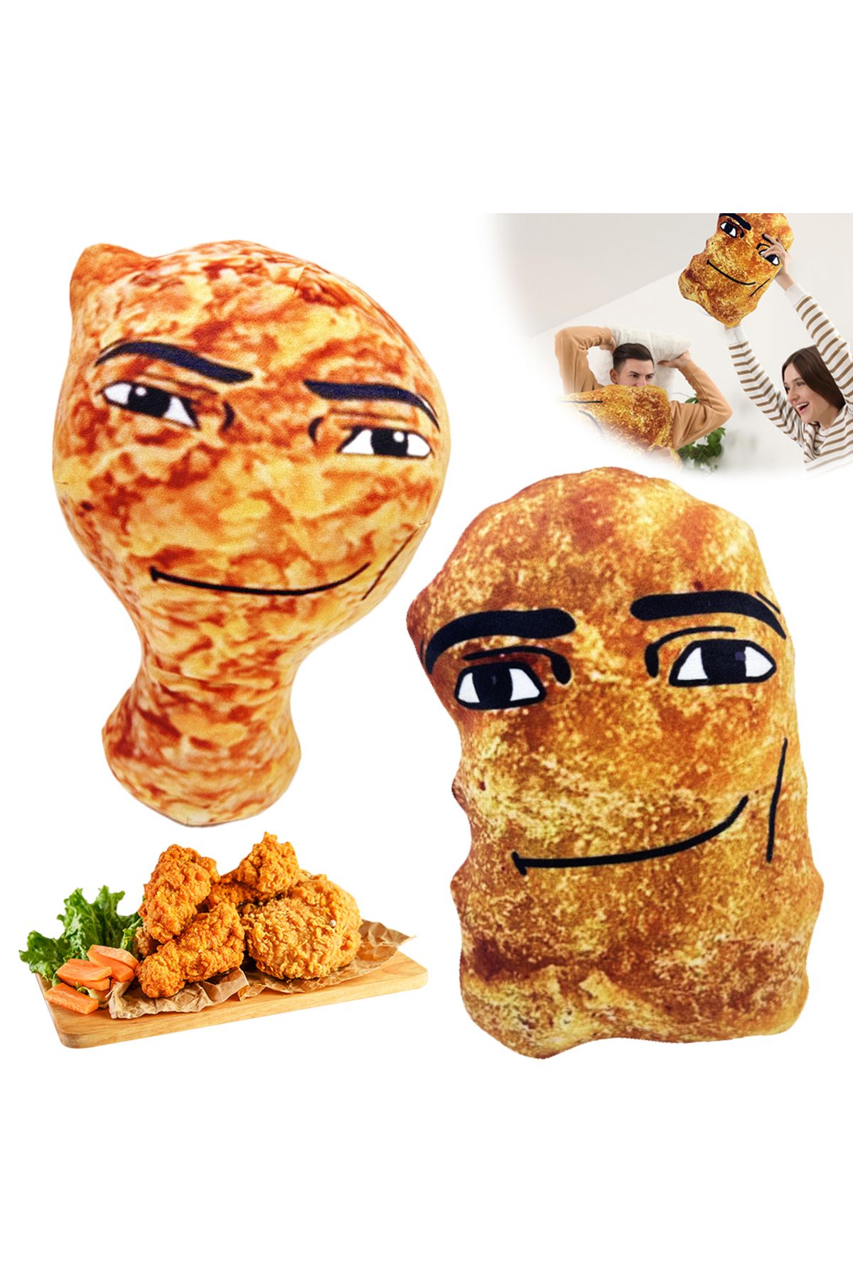 Choice-Chicken Nugget Meme Plush Toy Funny Big Chicken Block Plush Pillow Cute Chicken Nuggets Stuffed D... 2
