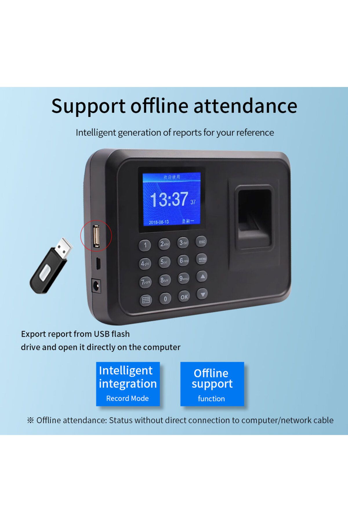 Choice-Fingerprint Attendance System Biometric Clock in Machine Employee Keypad Electric Time Clock Reco... 6