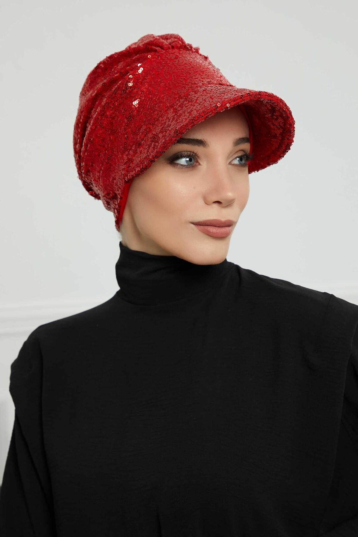 Aisha's Design کلاه کلاه پولکی لبه دار، b-73p