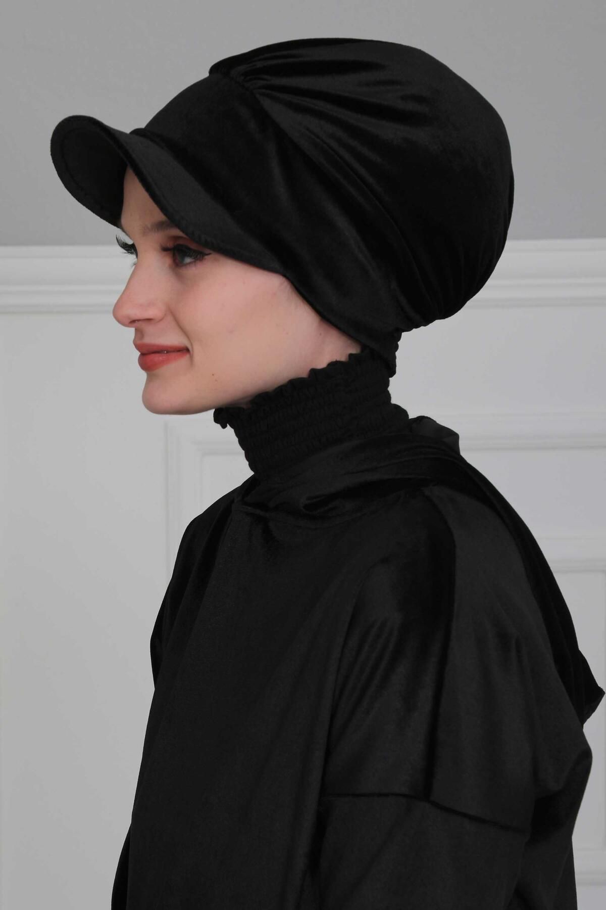 Aisha's Design-Velvet Visor Bonnet - B-30K Model 4