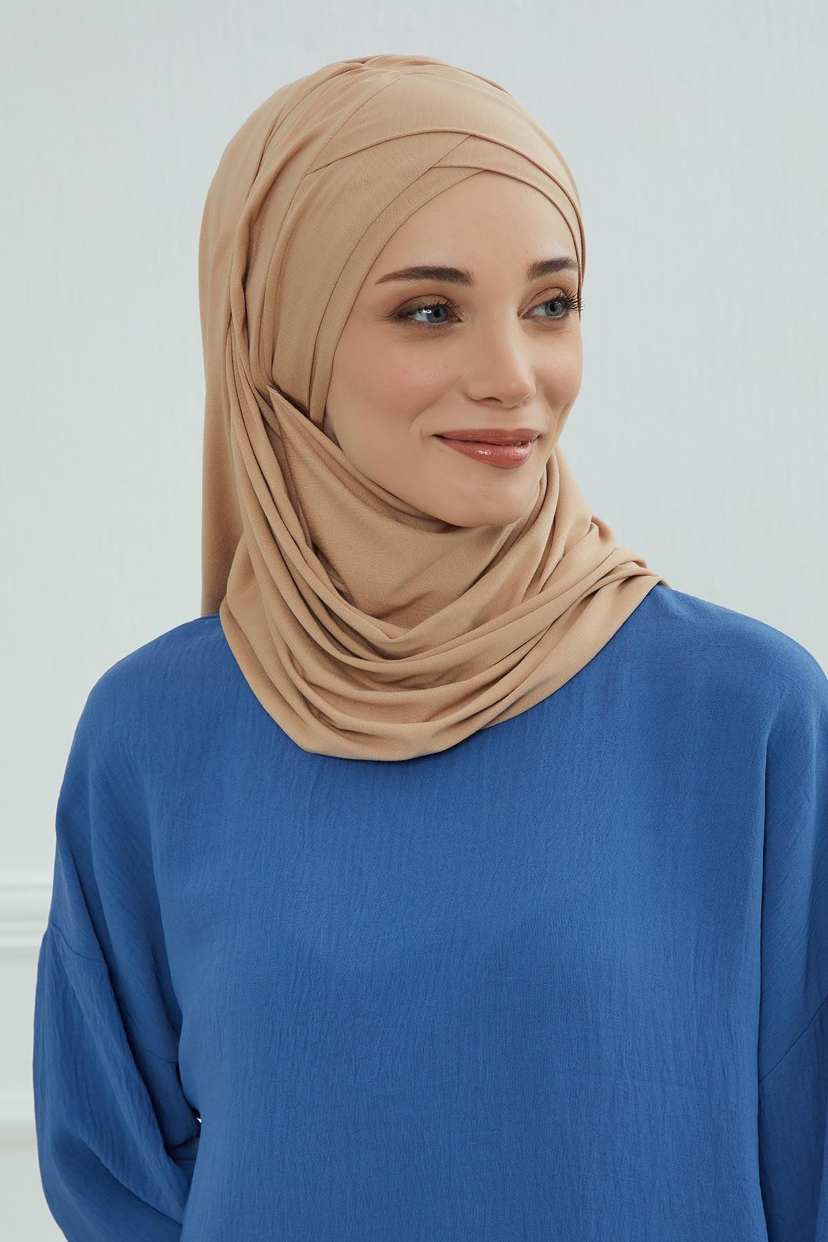 Aisha's Design-Practical Combed Cotton Shawl - Front Cross Sewing and Drawstring, Cps-45, Cps-45 4