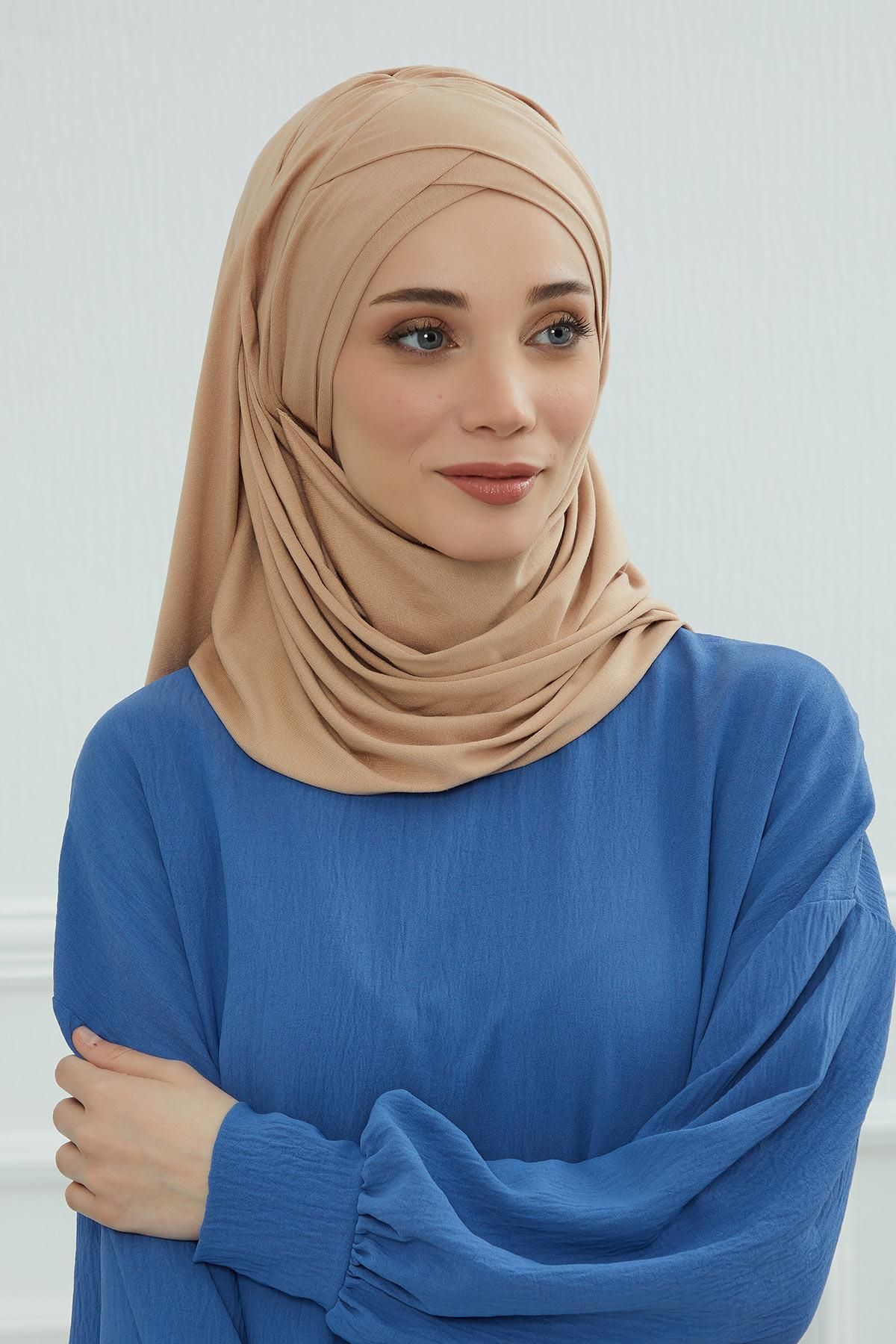 Aisha's Design-Practical Combed Cotton Shawl - Front Cross Sewing and Drawstring, Cps-45, Cps-45 1